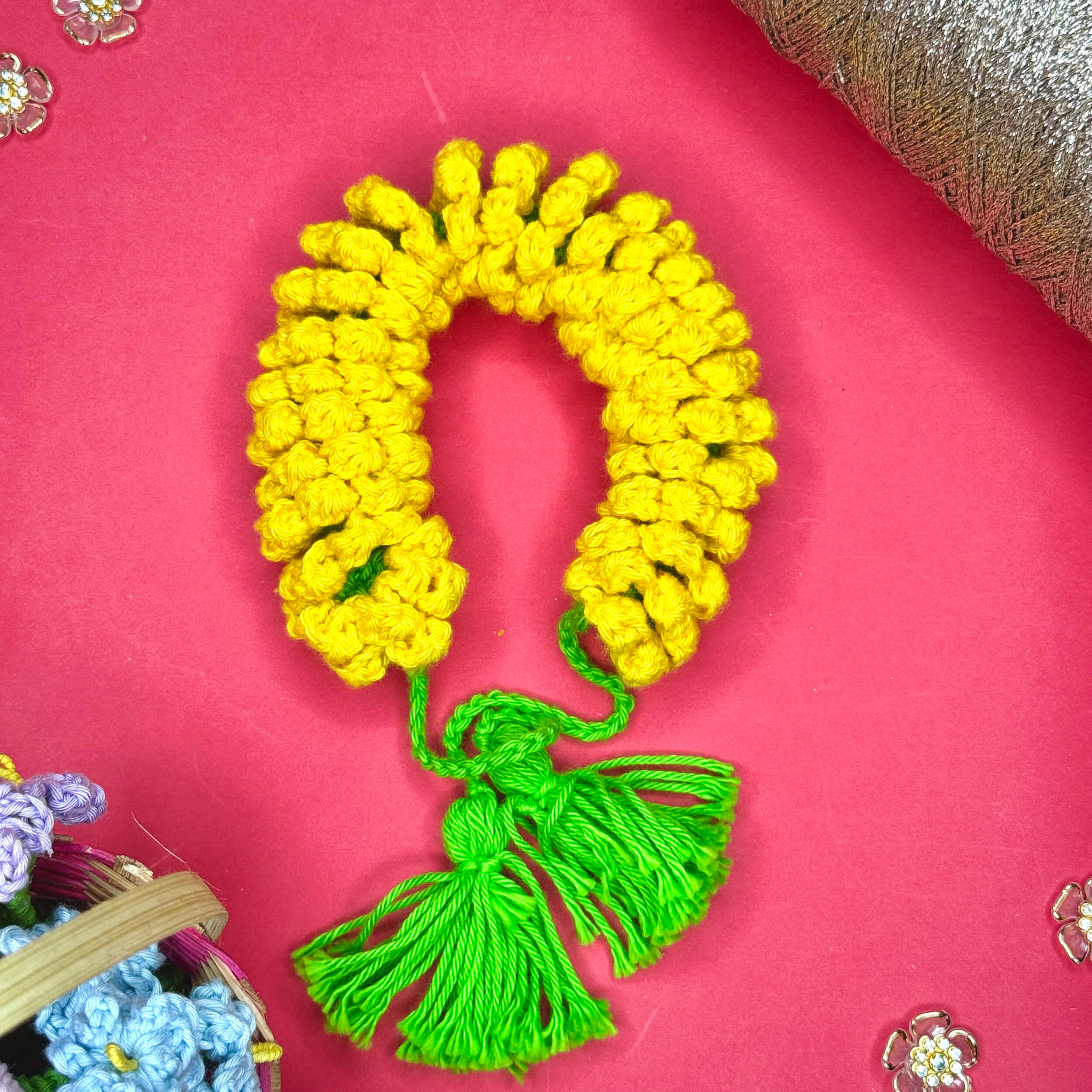 Handmade Crochet Yellow Buds Gajra