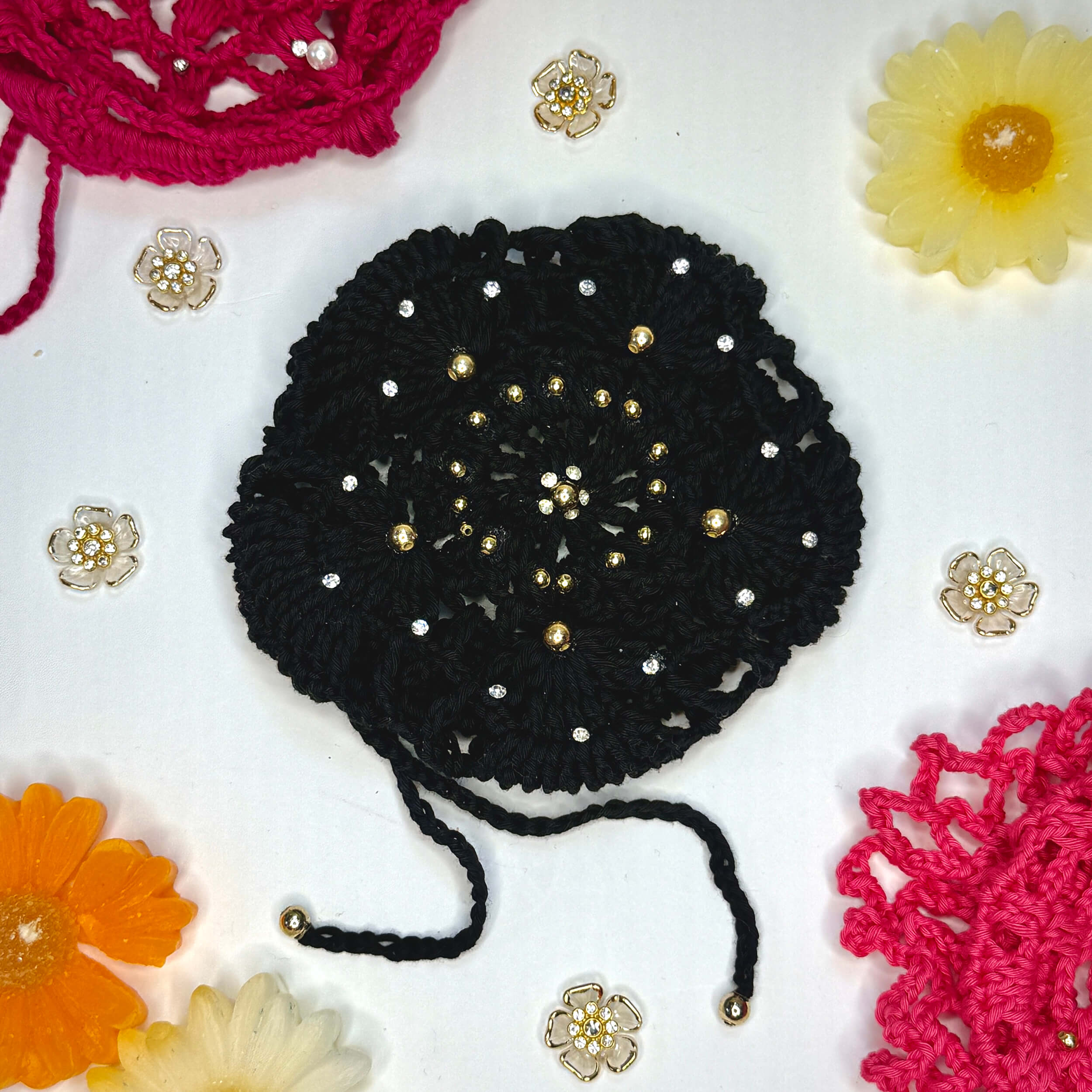 Handmade Crochet Juda / Hair Bun Cover for Women - Black