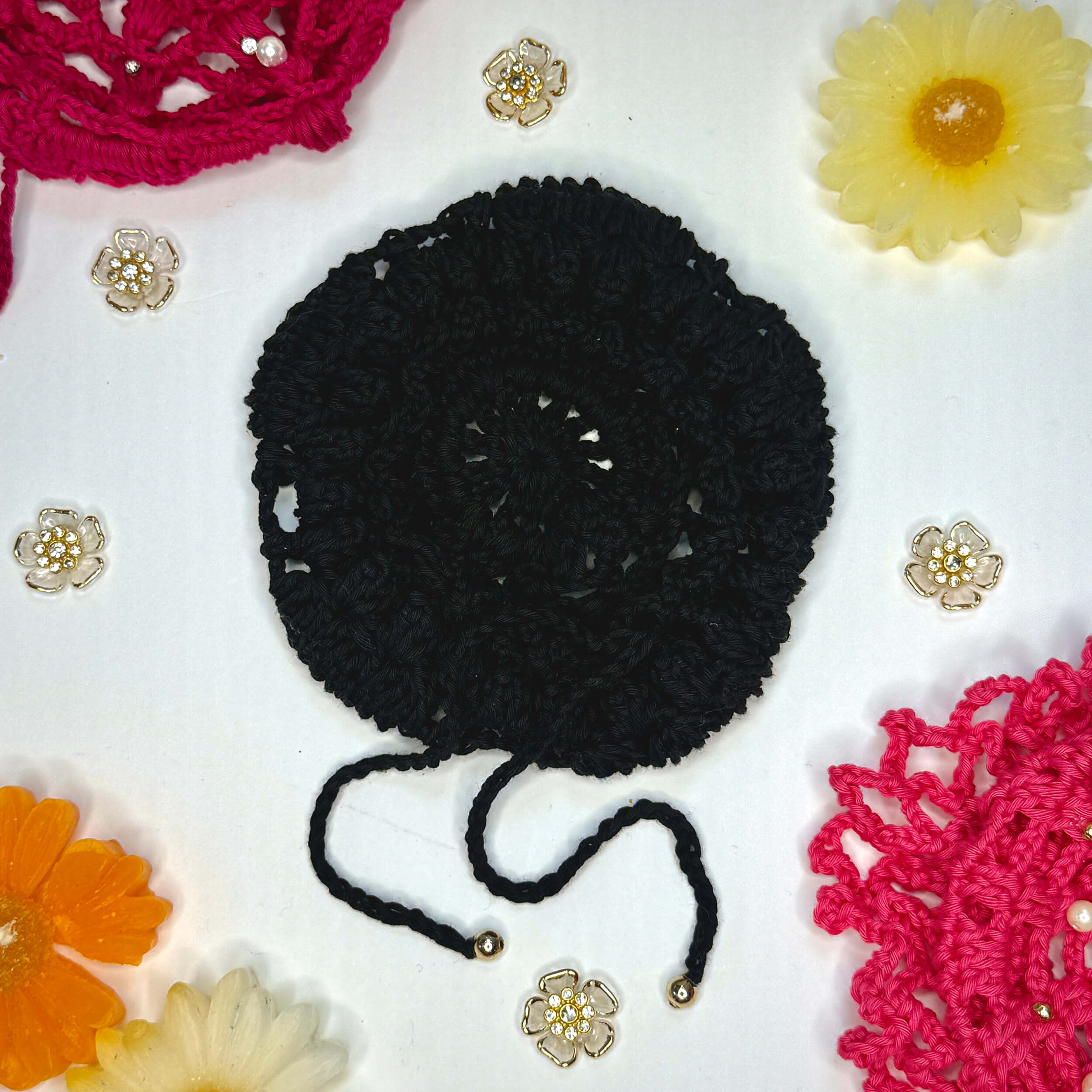 Handmade Crochet Juda / Hair Bun Cover for Women - Black