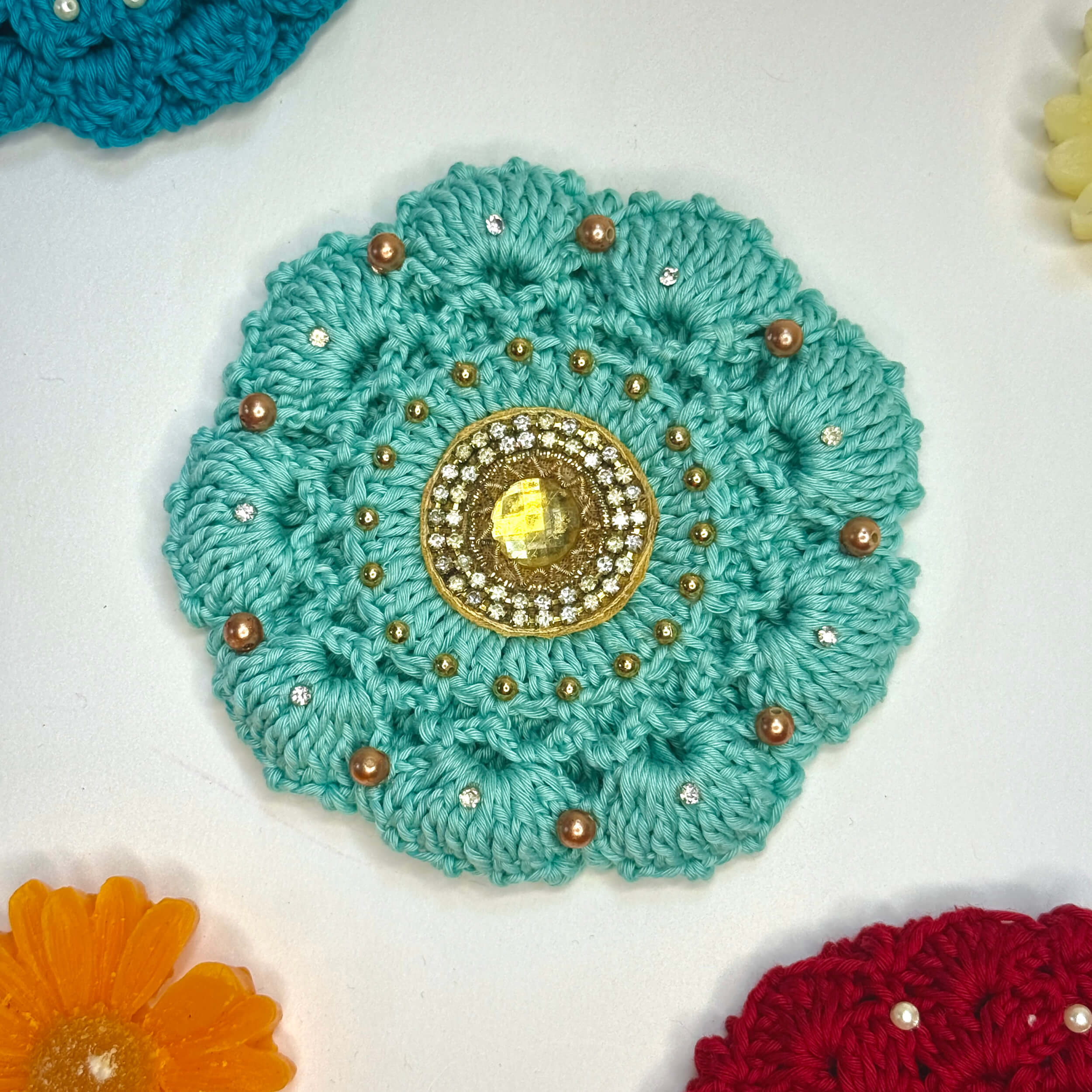 Handmade Crochet Juda / Hair Bun Cover for Women - Sea Green