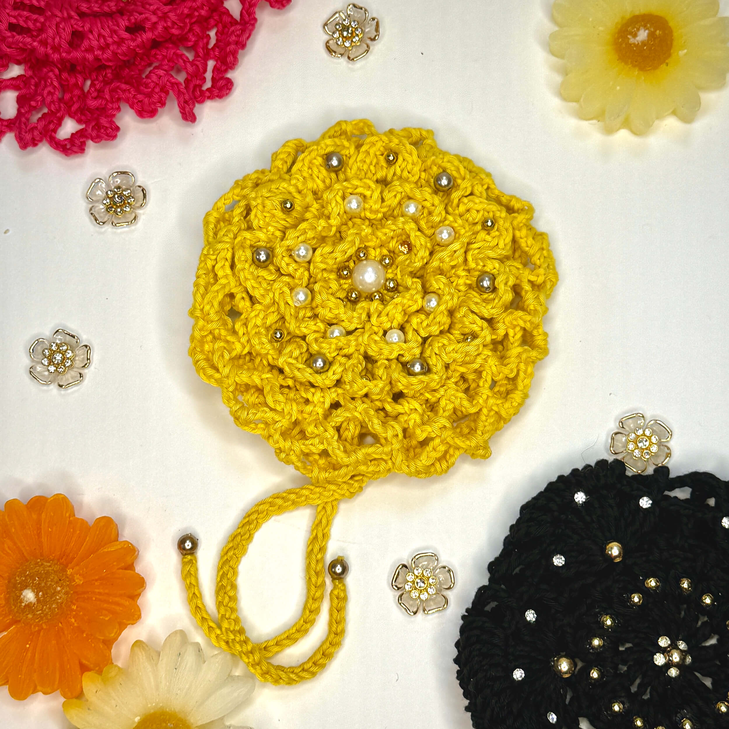 Handmade Crochet Juda / Hair Bun Cover for Women - Yellow