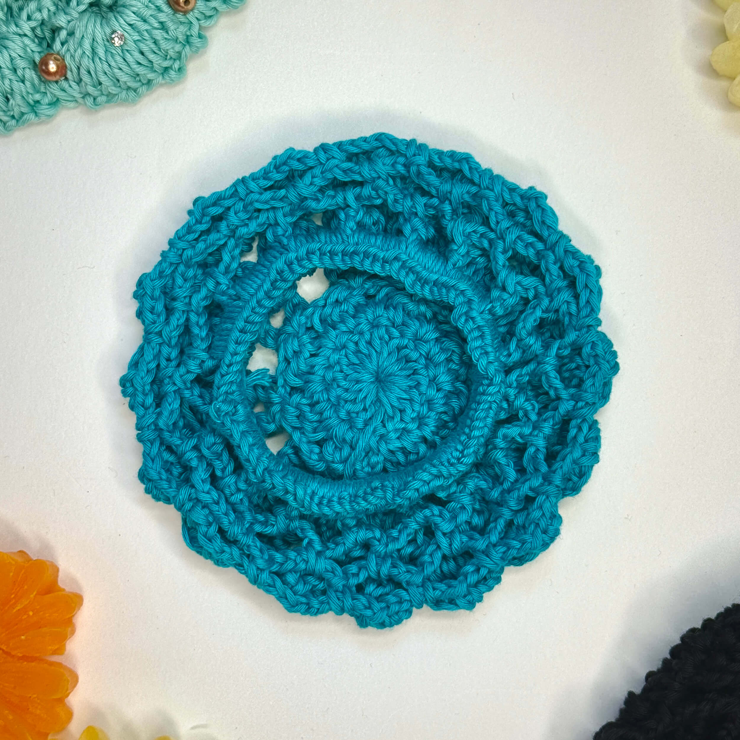 Handmade Crochet Juda / Hair Bun Cover for Women - Teal