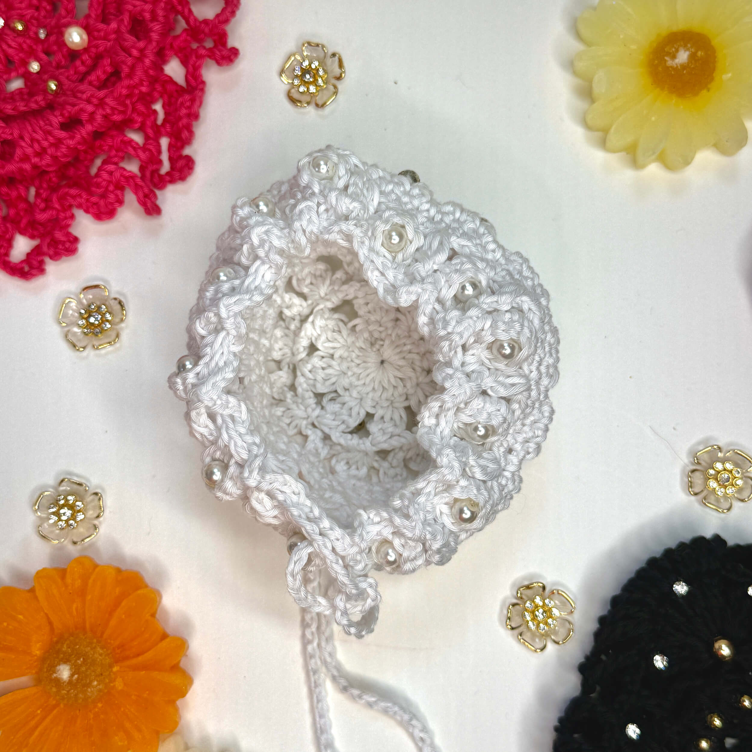Handmade Crochet Juda / Hair Bun Cover for Women - White