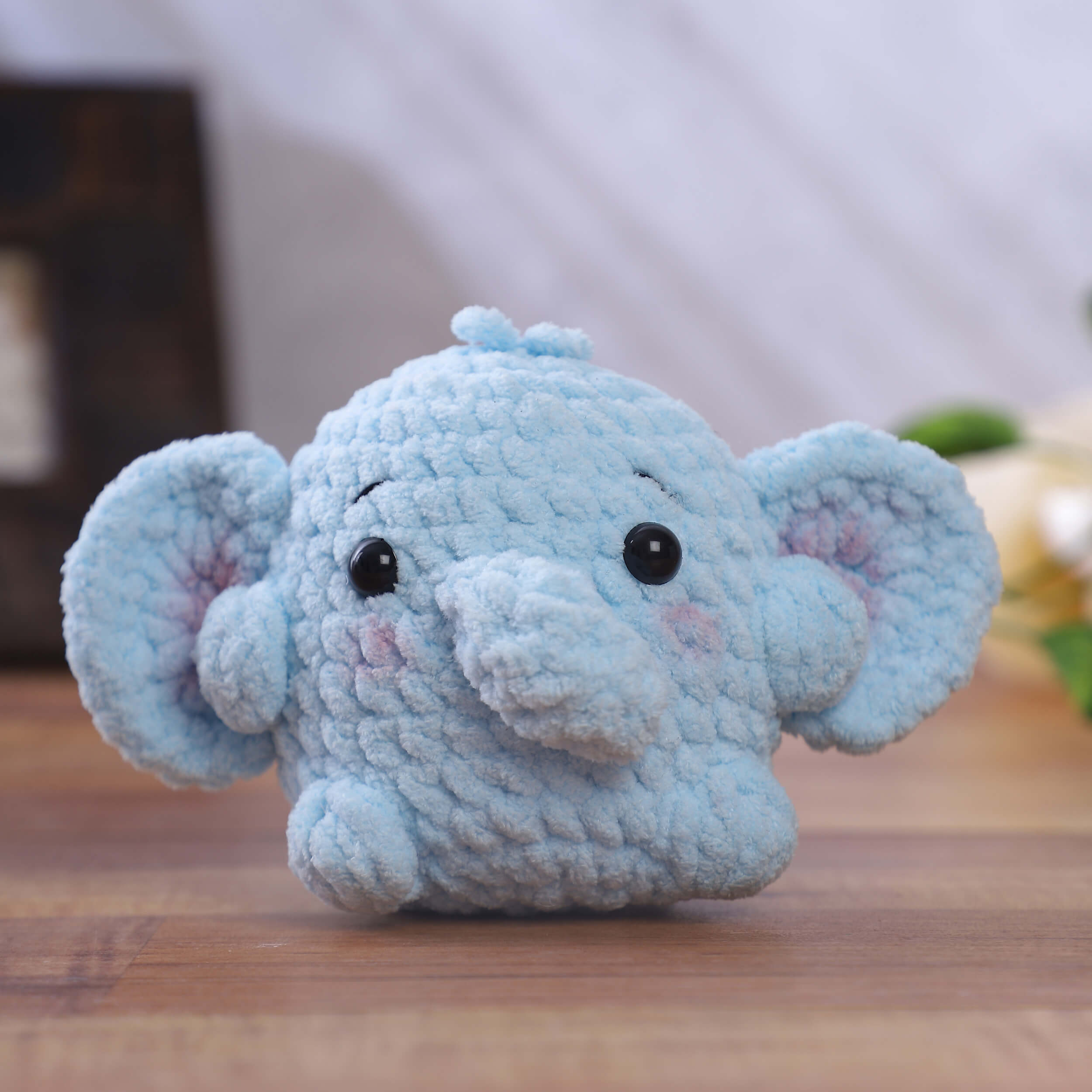 Handmade Amigurumi Plush Baby Elephant Toy - Baby Blue