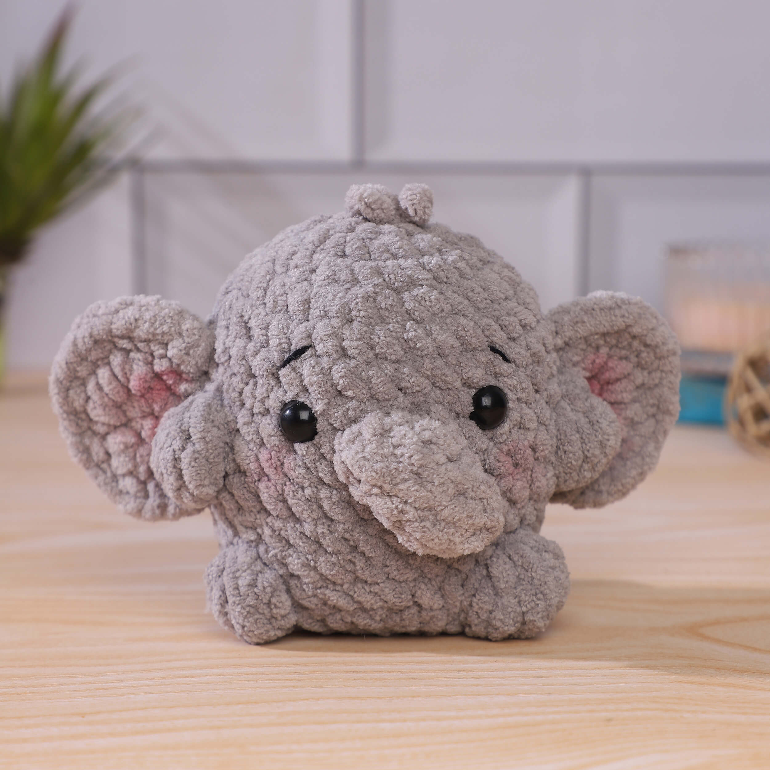 Handmade Amigurumi Plush Baby Elephant Toy - Grey