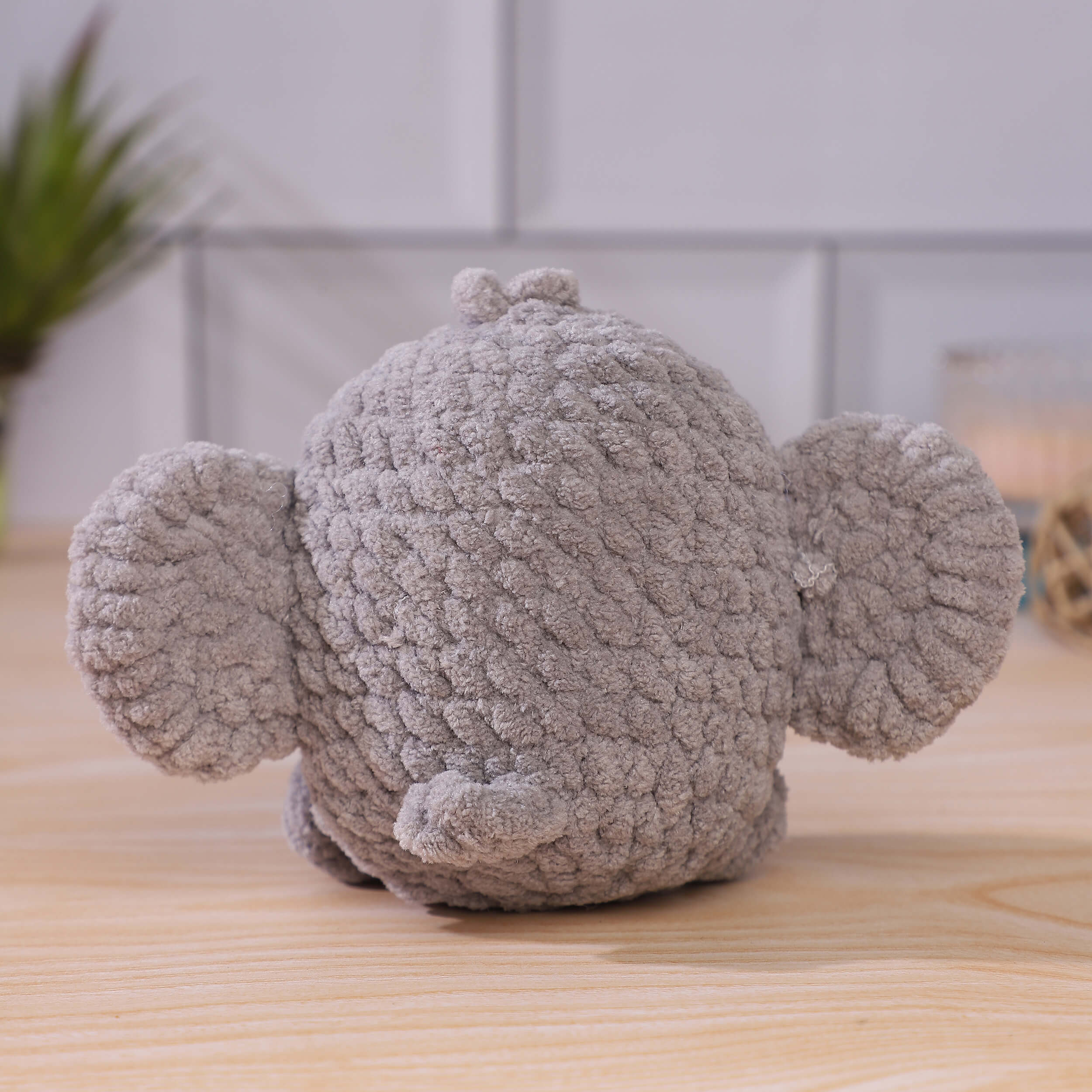 Handmade Amigurumi Plush Baby Elephant Toy - Grey