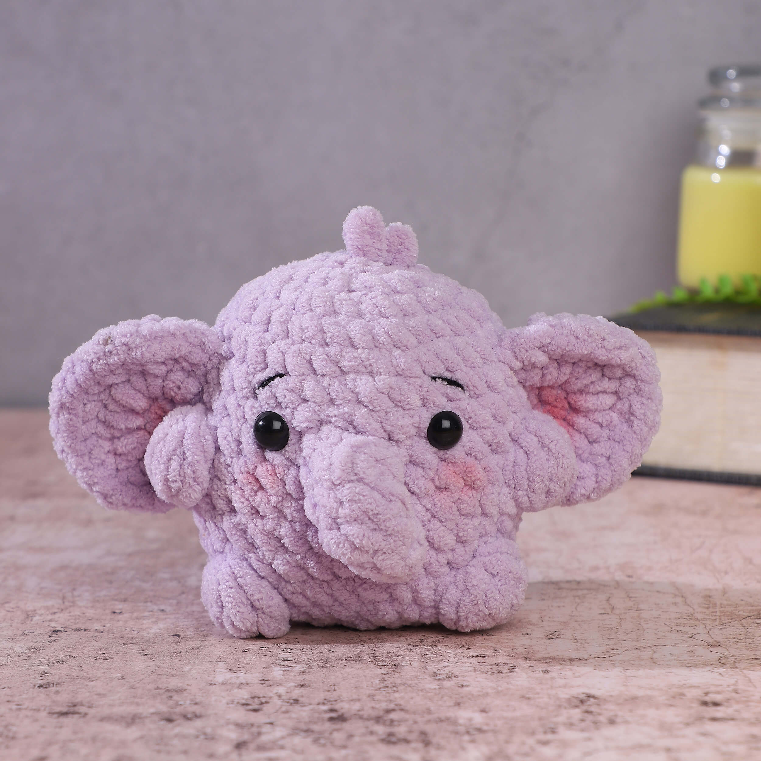 Handmade Amigurumi Plush Baby Elephant Toy - Lavender