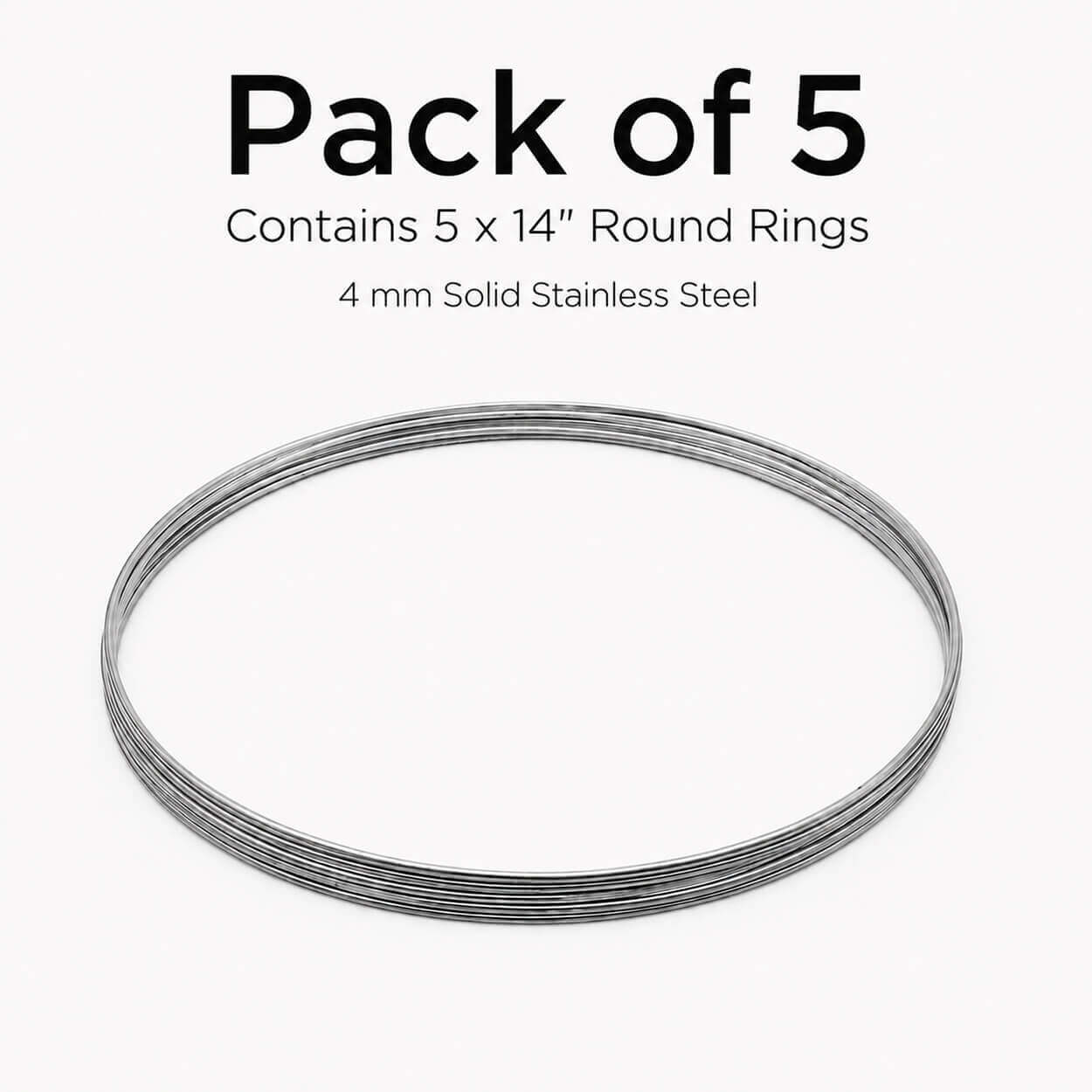 14-inch Round Stainless Steel Craft Ring - Pack of 5