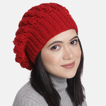 Red Self-Design Beanie - 1483