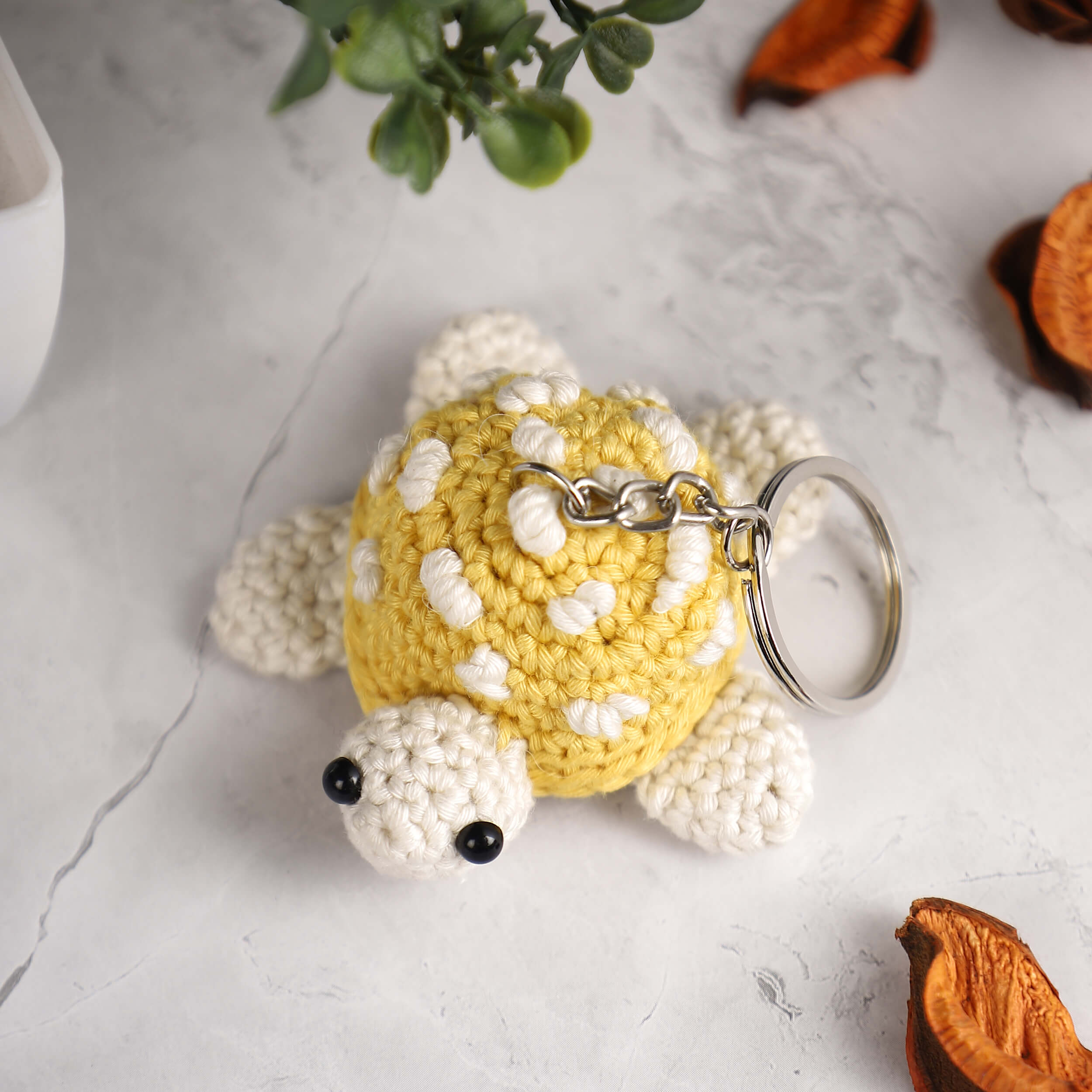 Handmade Amigurumi Embroidered Turtle Keychain