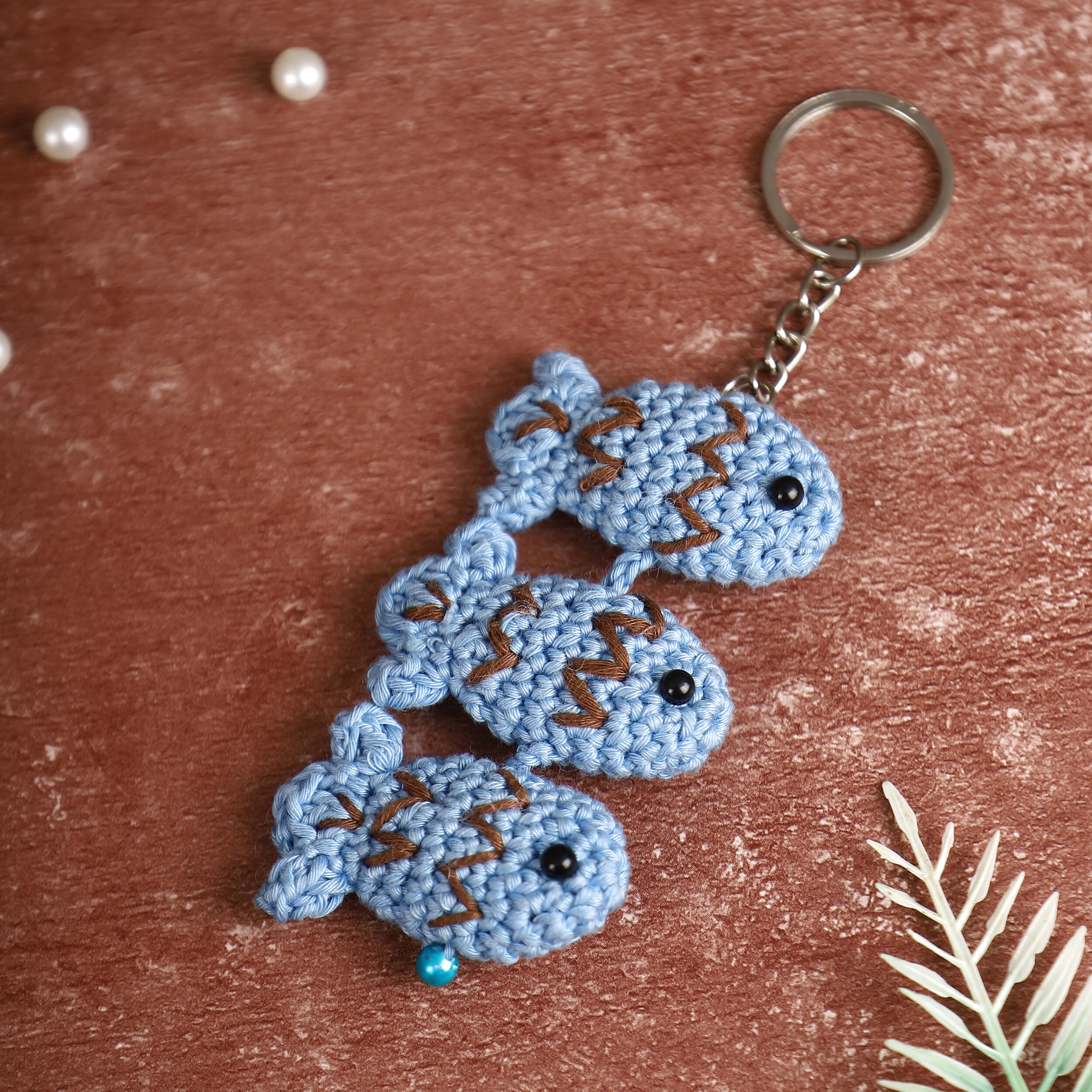 Handmade Amigurumi 3 Fish Keychain