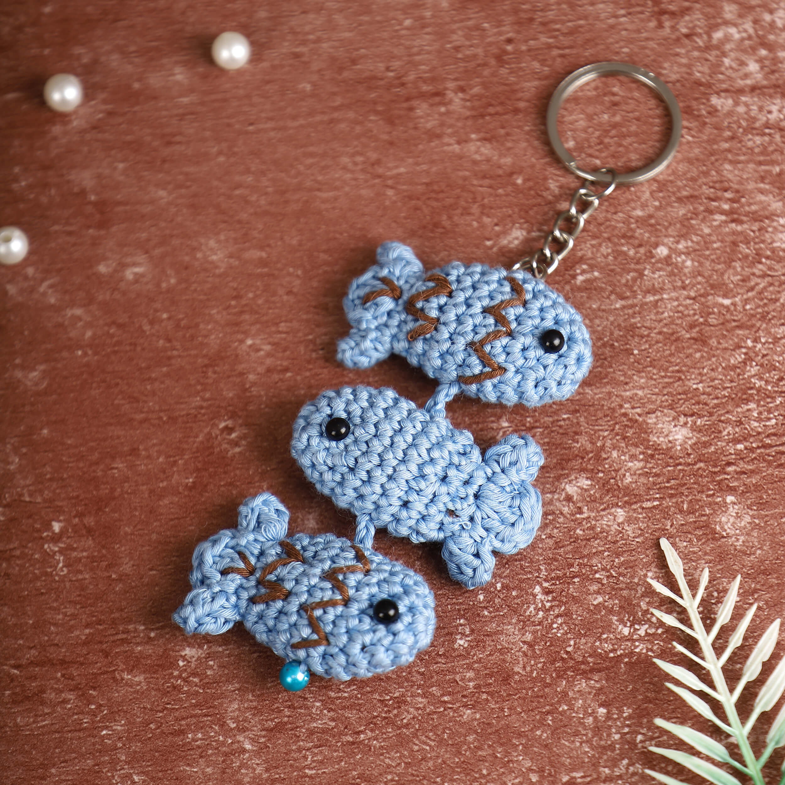 Handmade Amigurumi 3 Fish Keychain