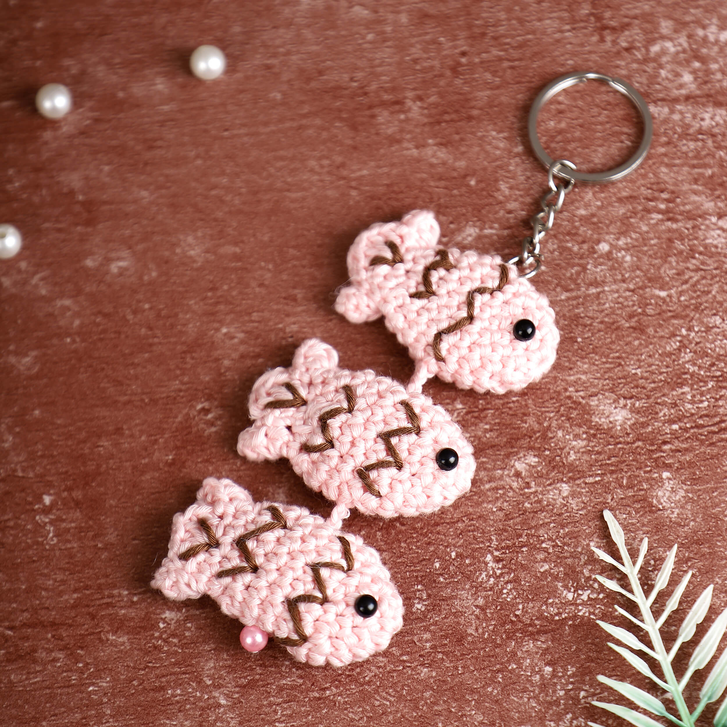 Handmade Amigurumi 3 Fish Keychain