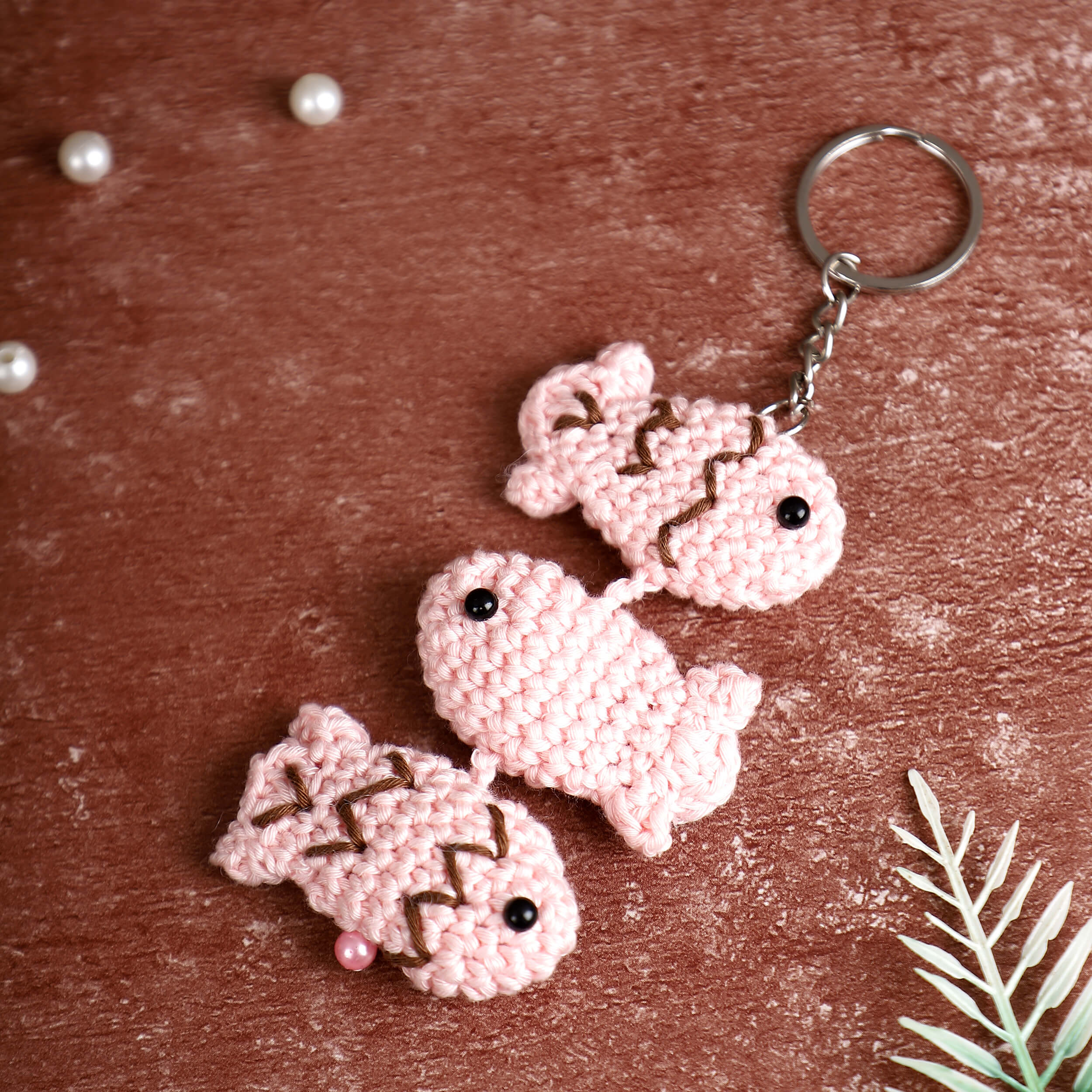 Handmade Amigurumi 3 Fish Keychain