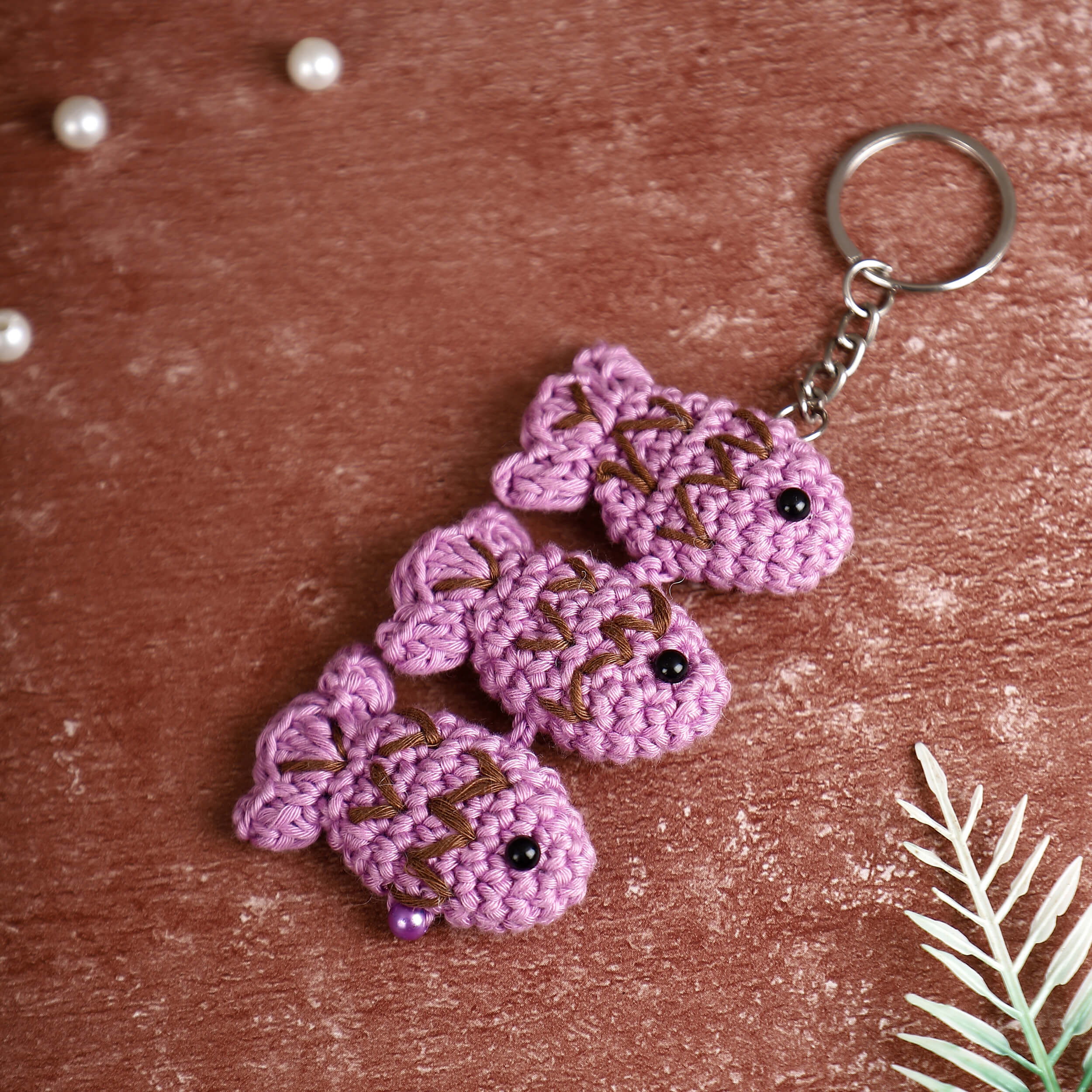 Handmade Amigurumi 3 Fish Keychain