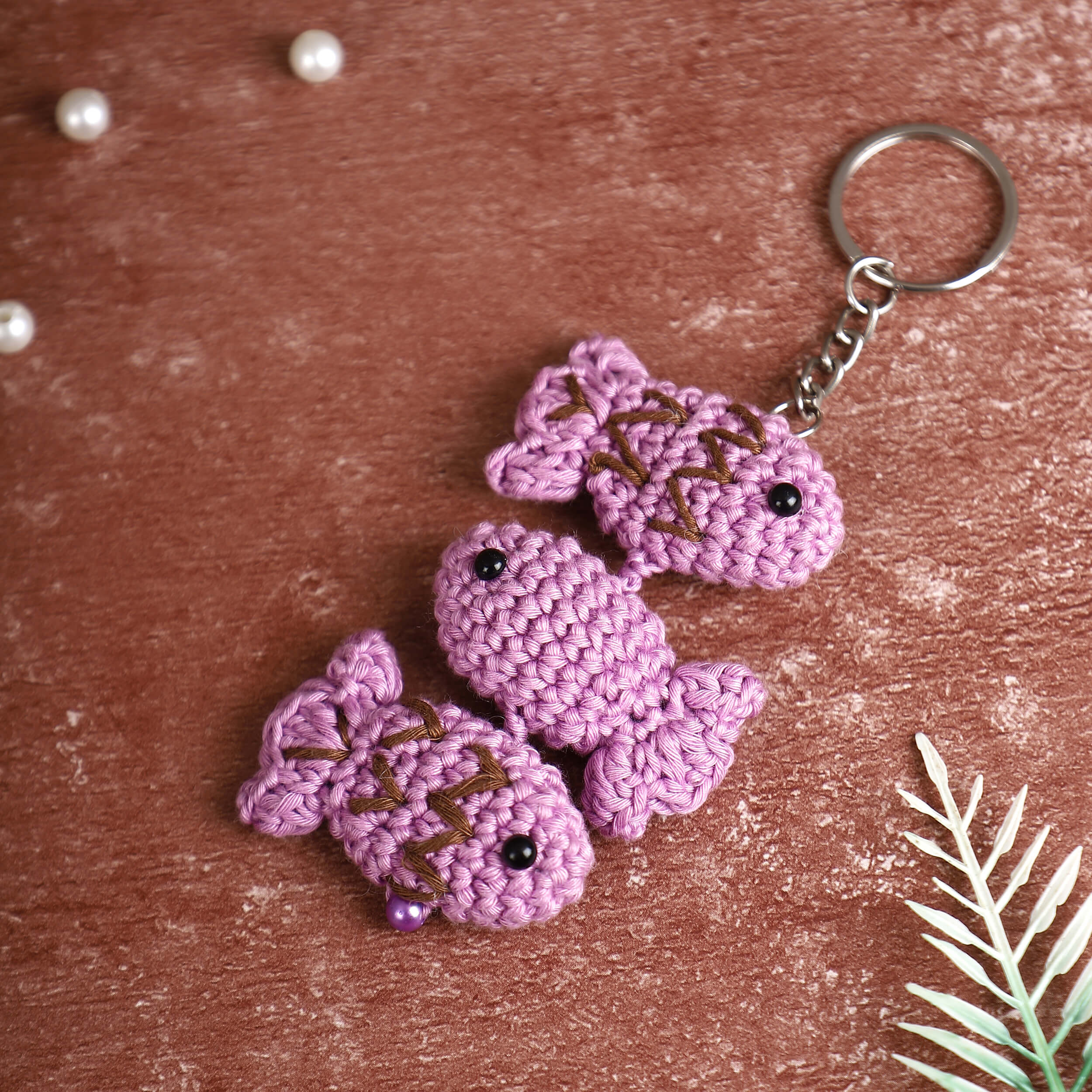 Handmade Amigurumi 3 Fish Keychain