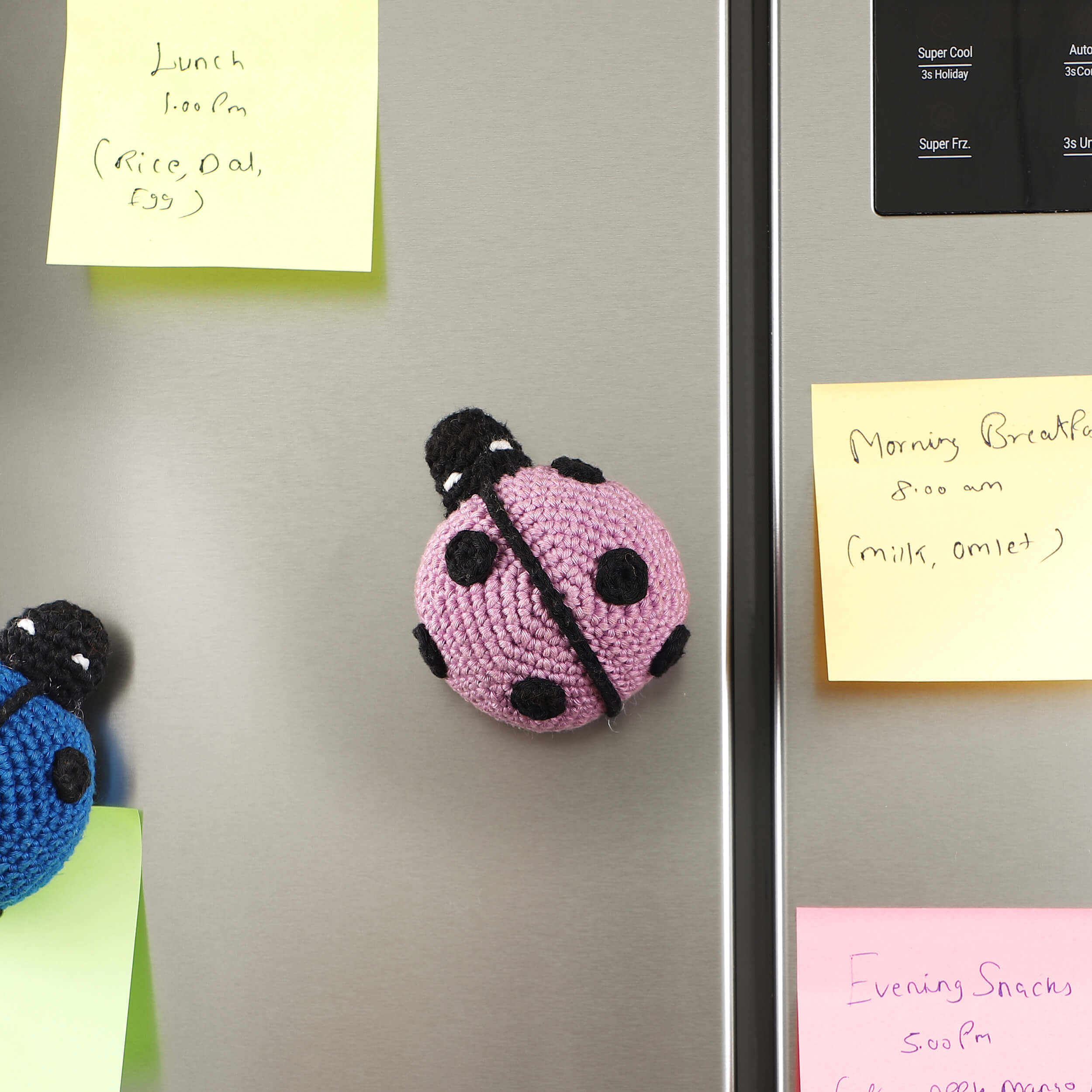 Handmade Crochet Ladybug Fridge Magnets - Lilac