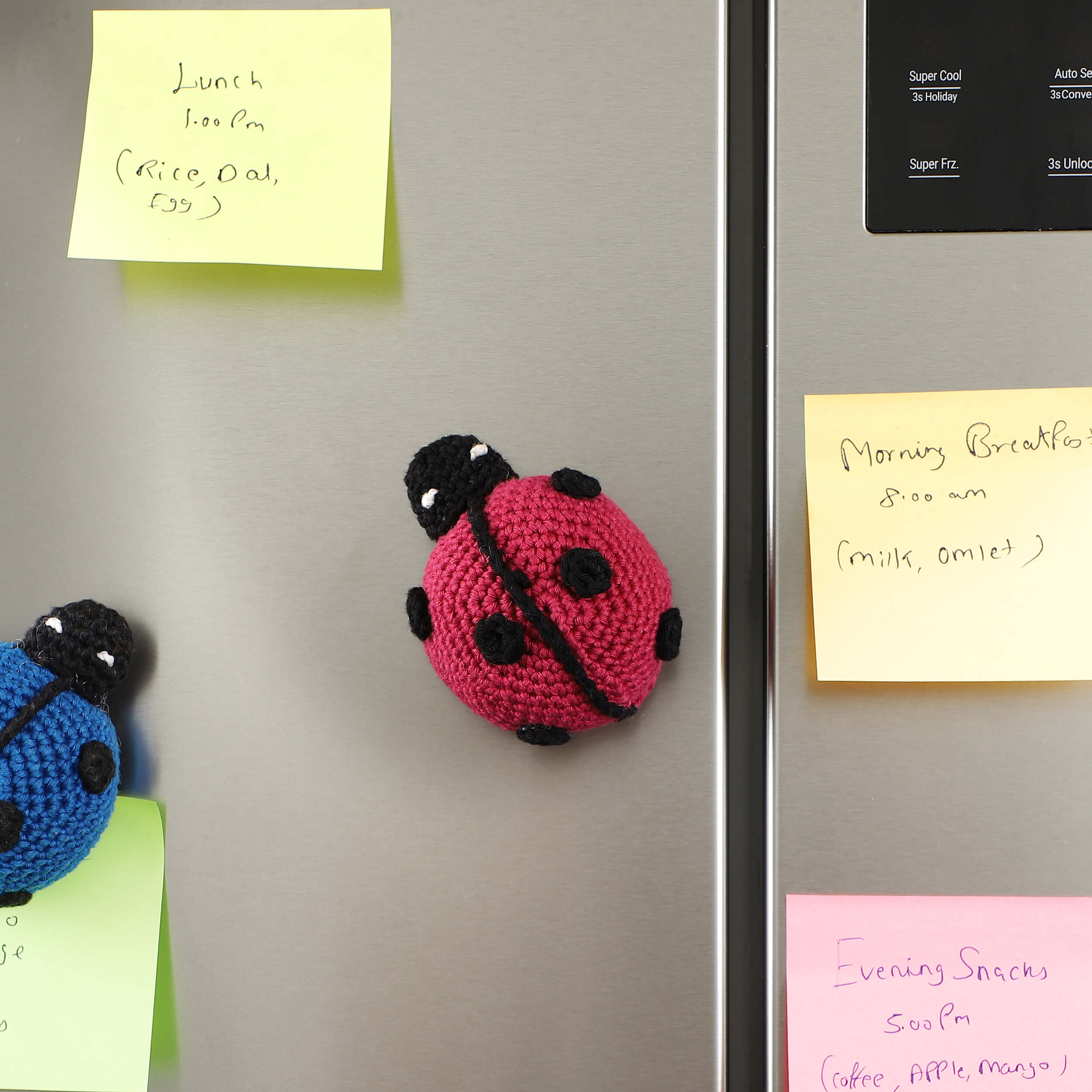 Handmade Crochet Ladybug Fridge Magnets - Boysenberry