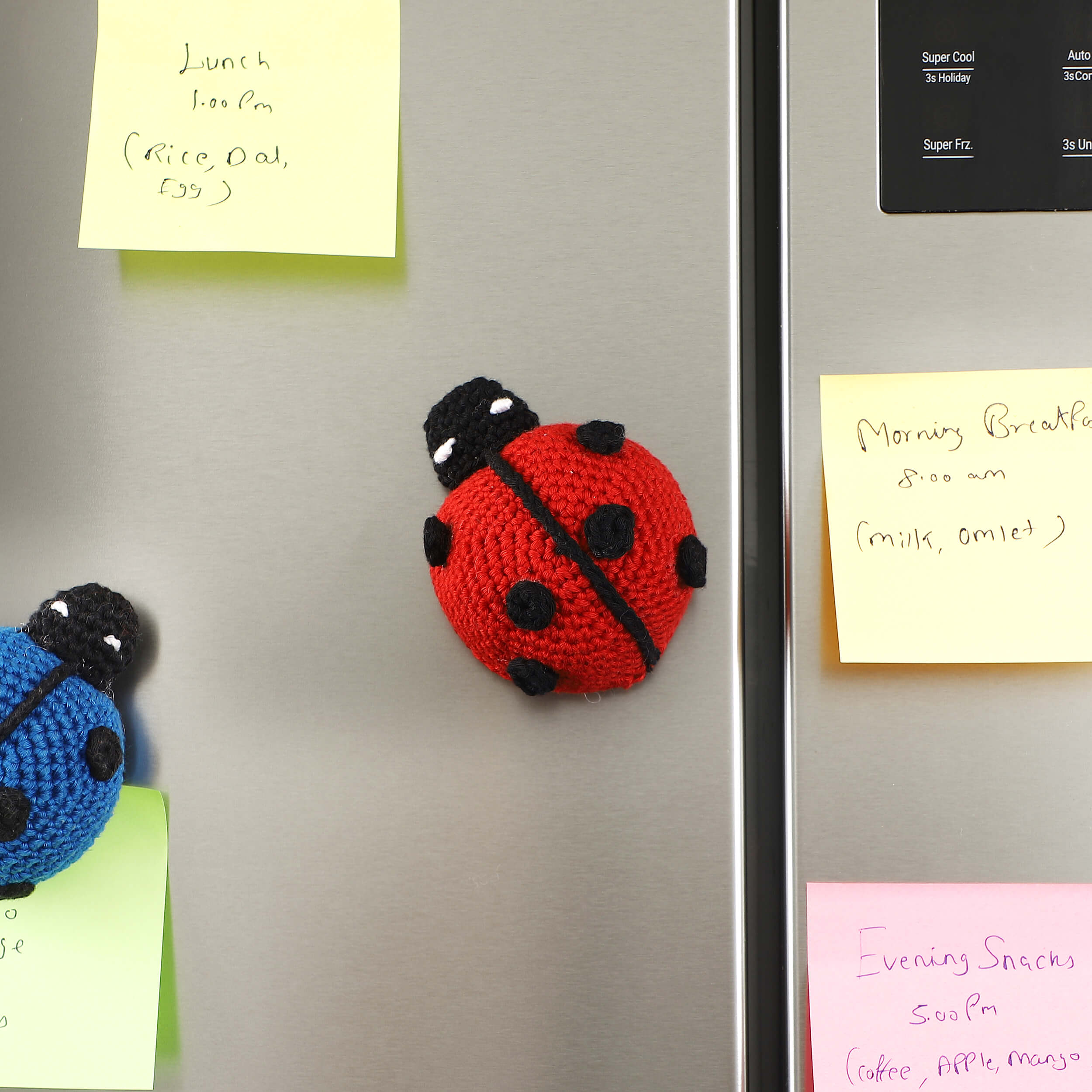 Handmade Crochet Ladybug Fridge Magnets - Red