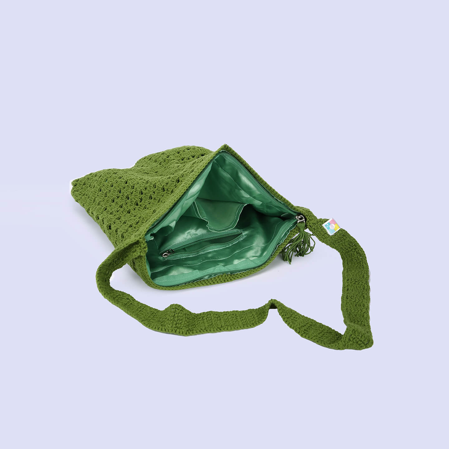 Handmade Crochet Market Bag - Olive Green 2665