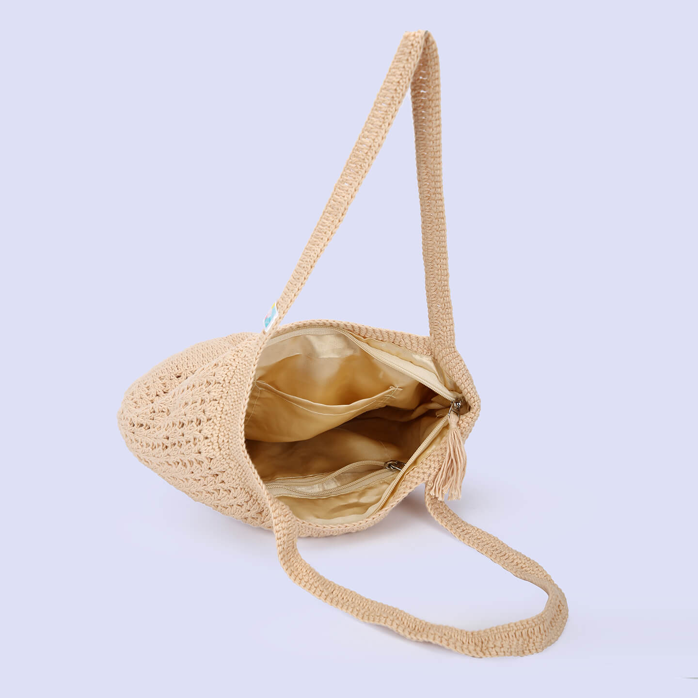 Handmade Crochet Market Bag - Beige 2668