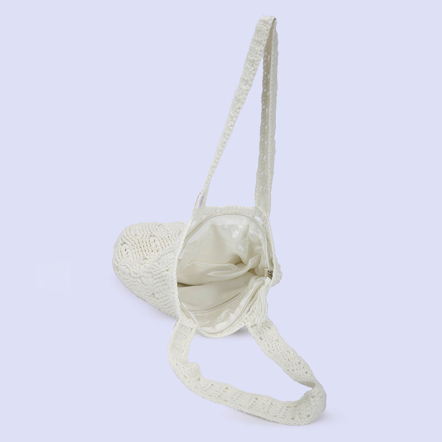 Handmade Crochet Market Bag - White 2804