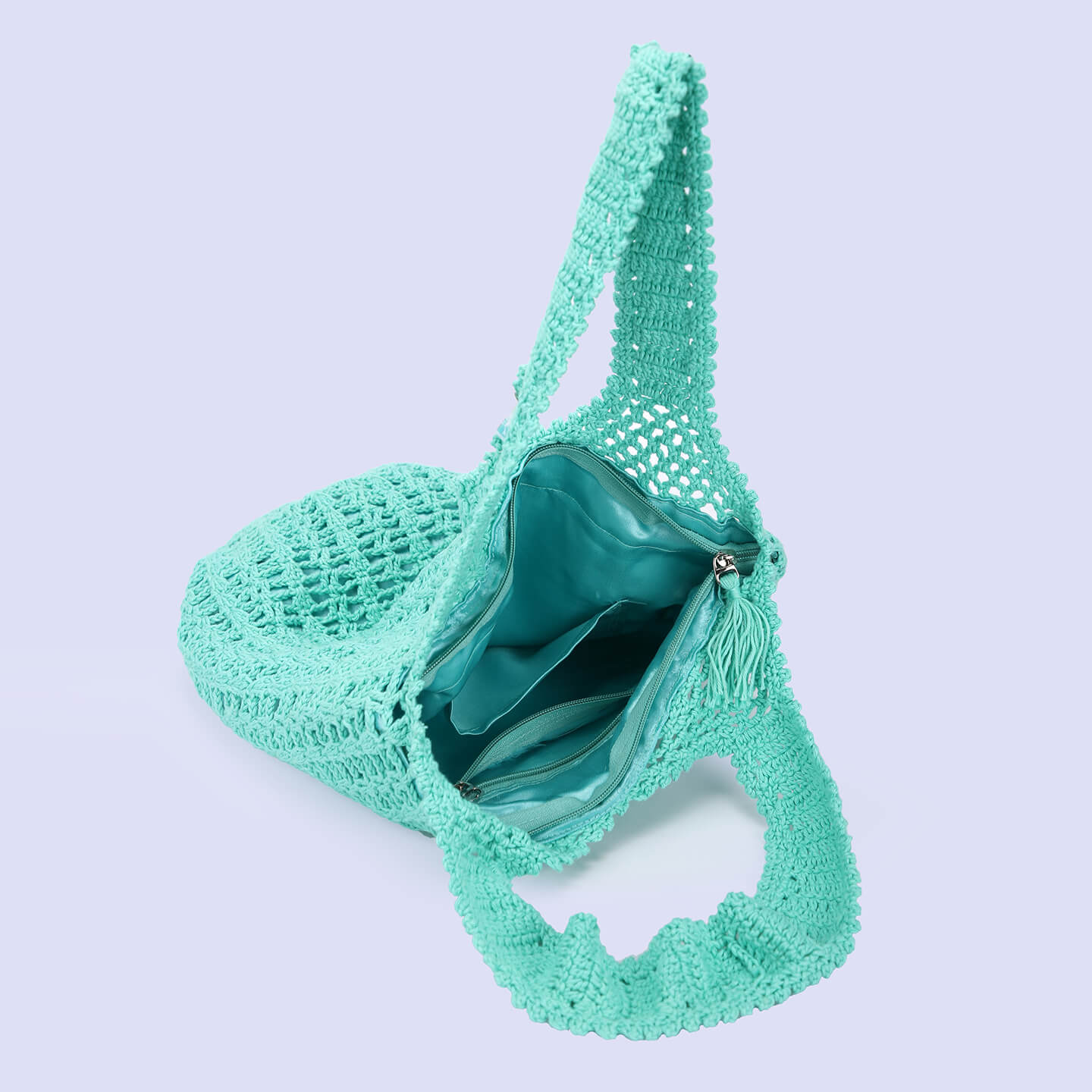 Handmade Crochet Market Bag - Light Green 2810