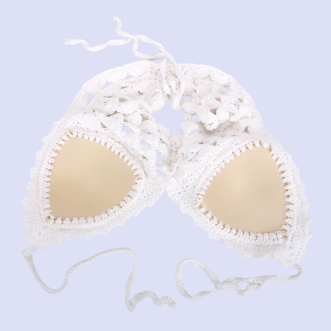 Cotton Halter Neck Bralette Crop Top - White 2950