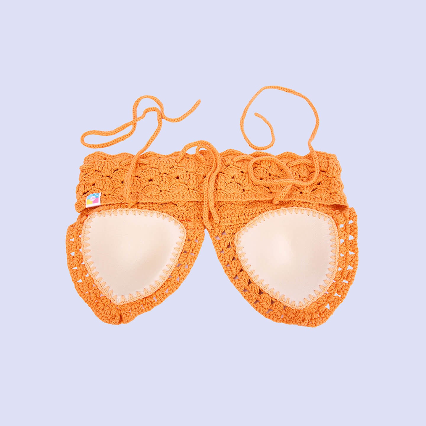 Cotton Halter Neck Bralette Crop Top - Orange 2952