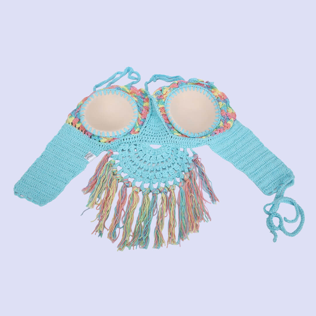 Cotton Bralette Crop Top - Turquoise Blue 2954