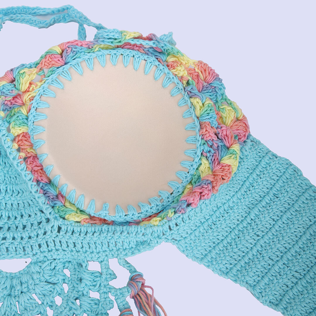 Cotton Bralette Crop Top - Turquoise Blue 2954
