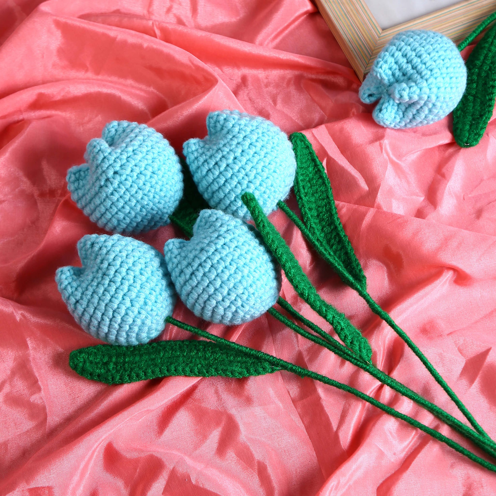 Tulip Treasures - Handcrafted Crochet Flowers - Blue