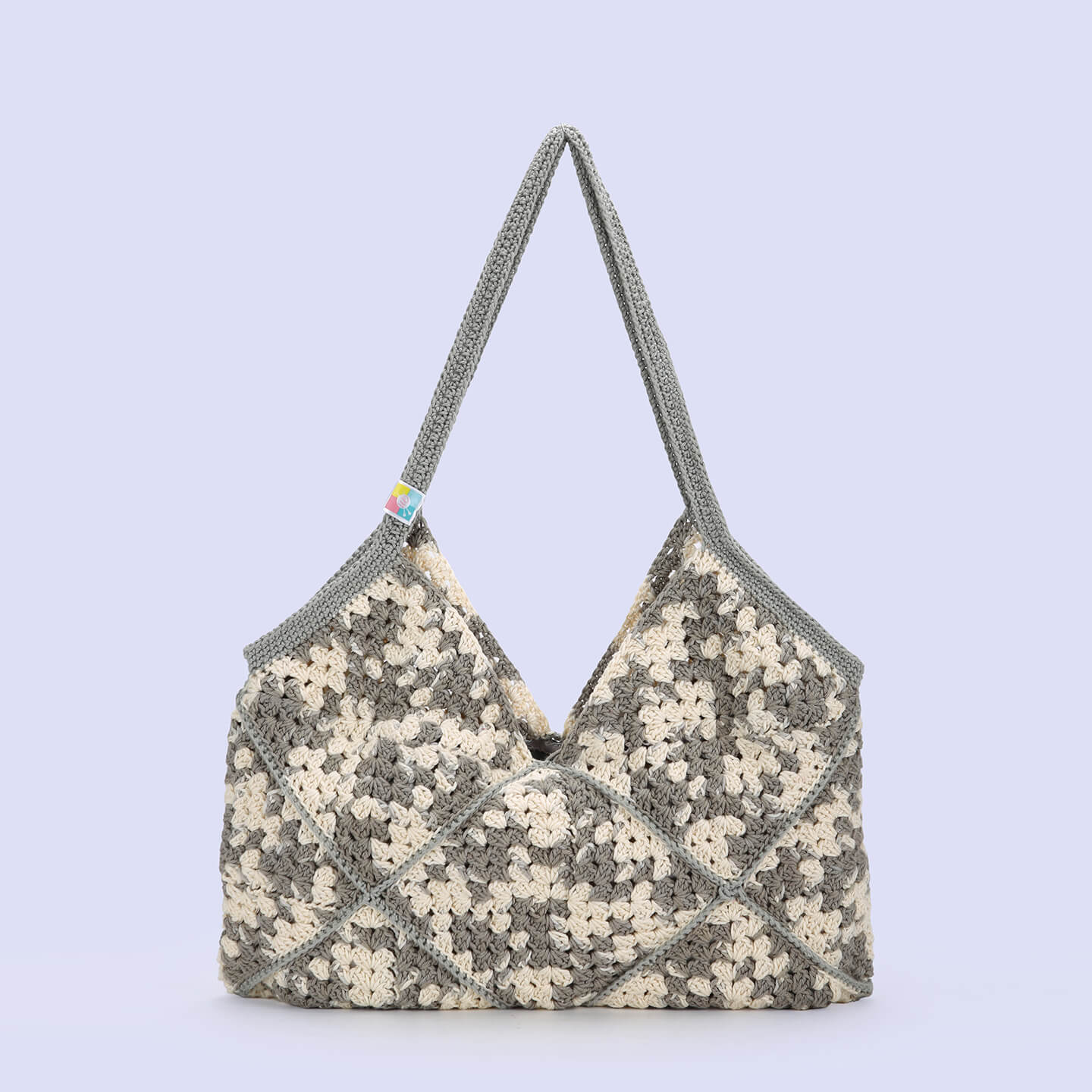 Handmade Crochet Bag - Beige & Brown 3041