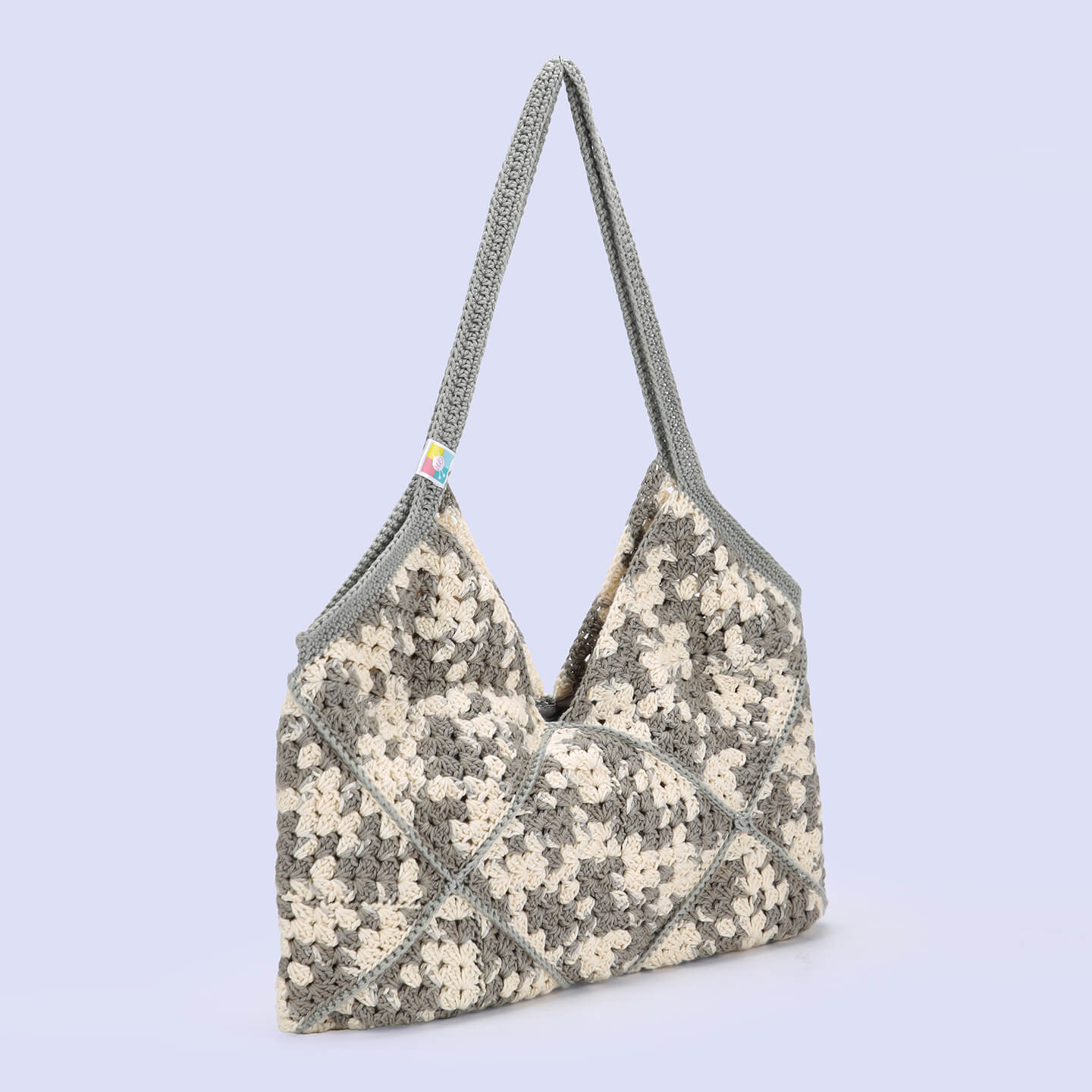 Handmade Crochet Bag - Beige & Brown 3041