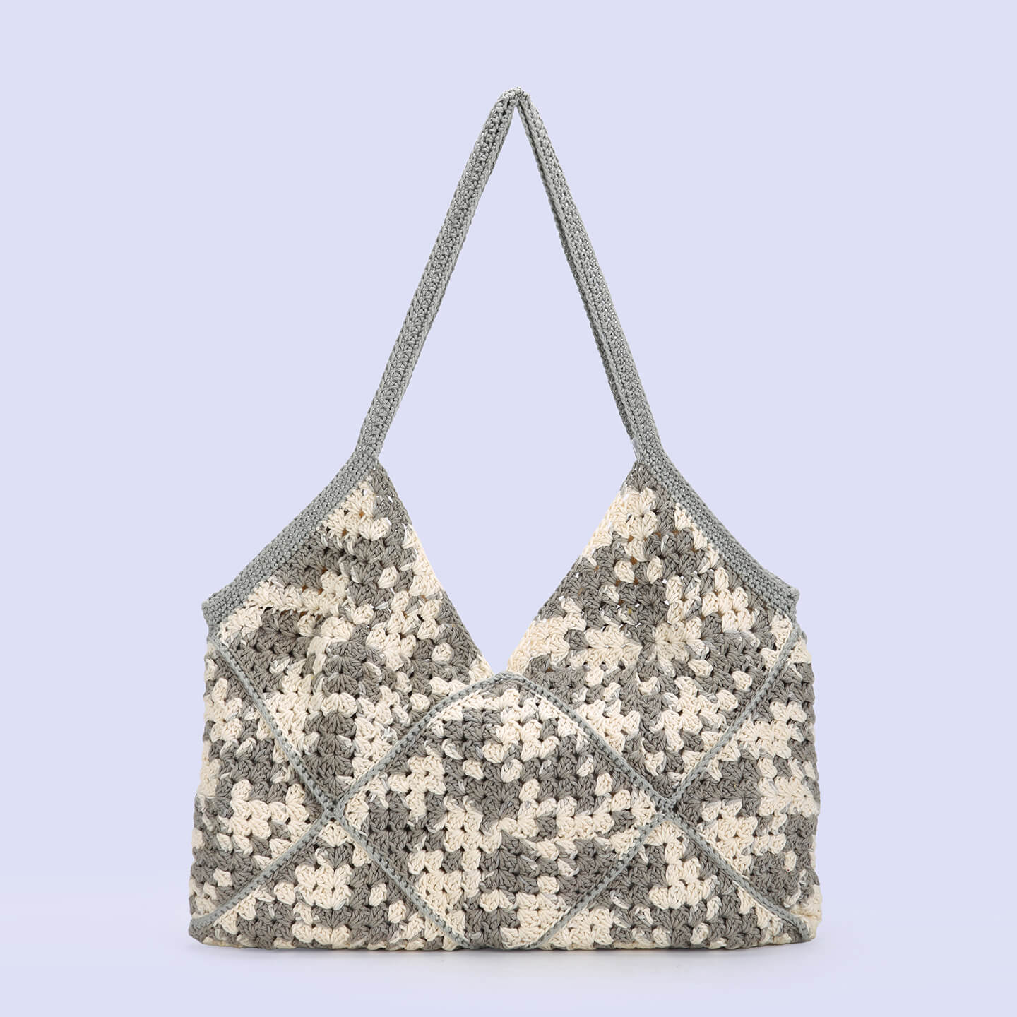 Handmade Crochet Bag - Beige & Brown 3041