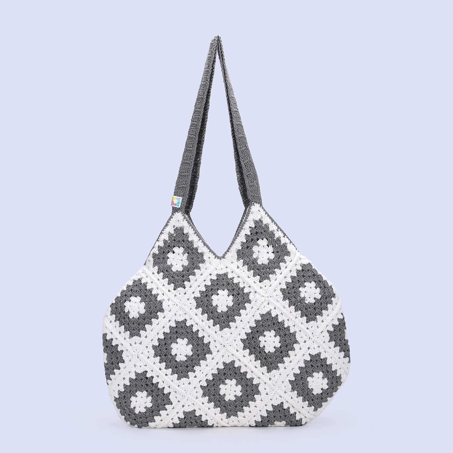 Handmade Crochet Bag - Grey & White 3045