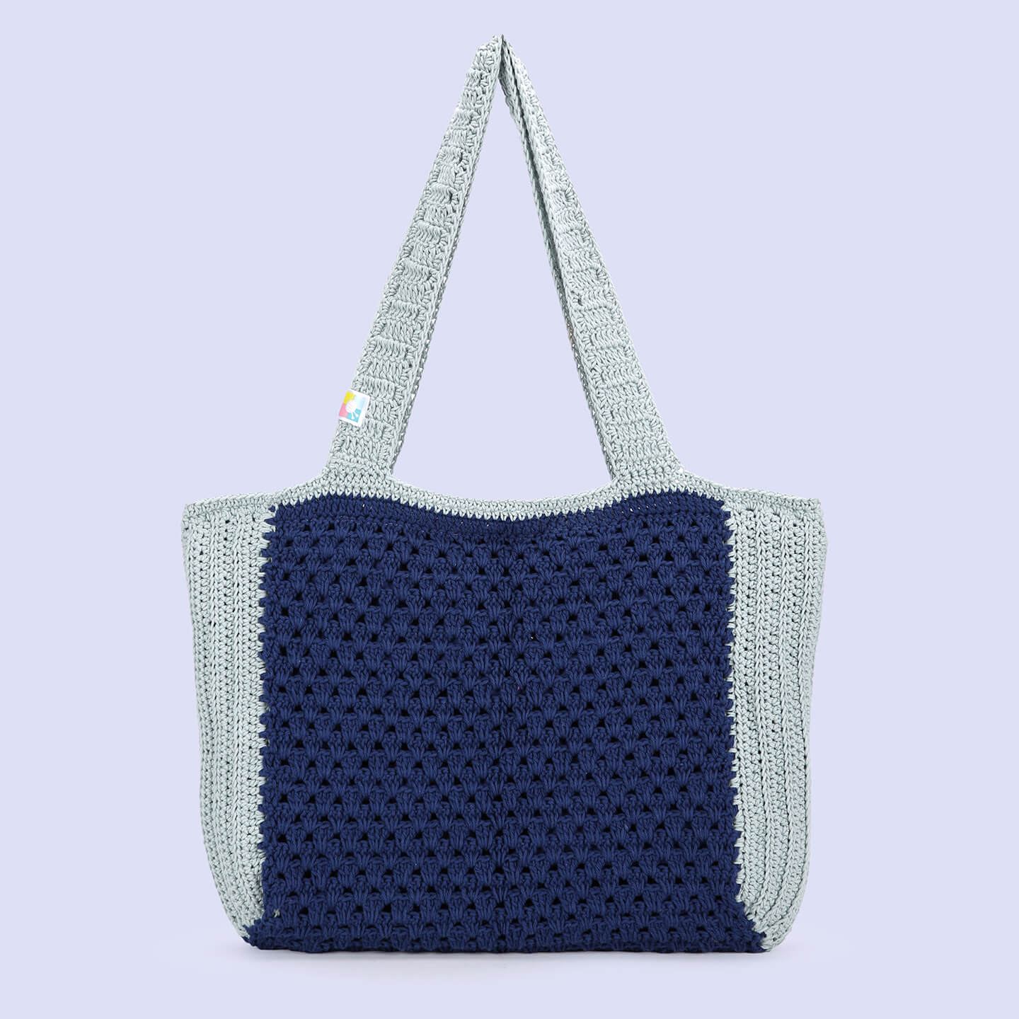 Handmade Crochet Bag - Blue & Grey 3047