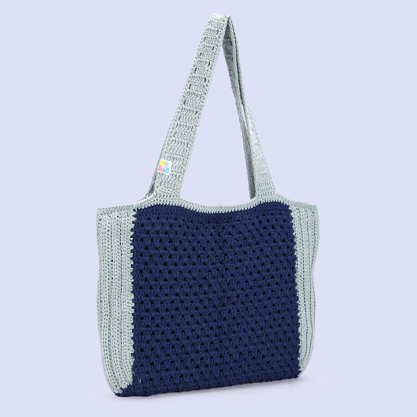 Handmade Crochet Bag - Blue & Grey 3047