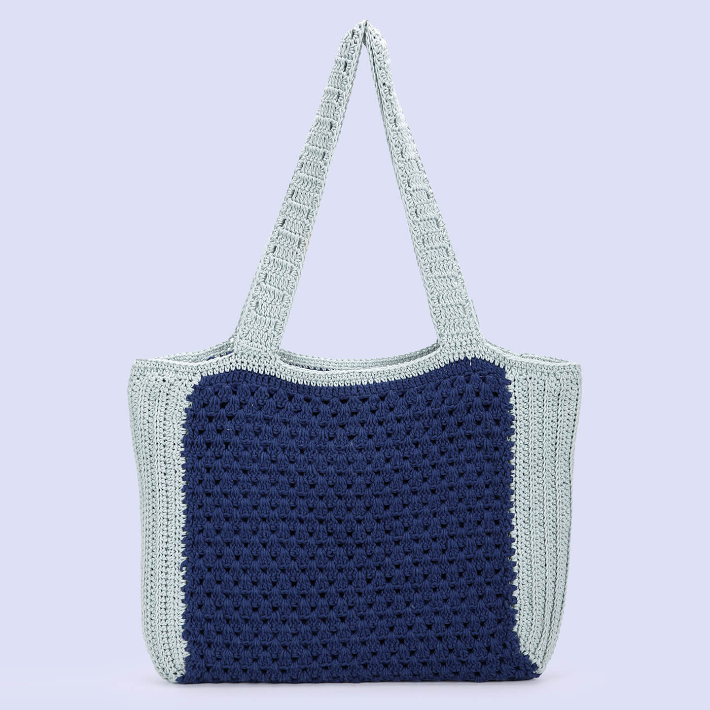 Handmade Crochet Bag - Blue & Grey 3047