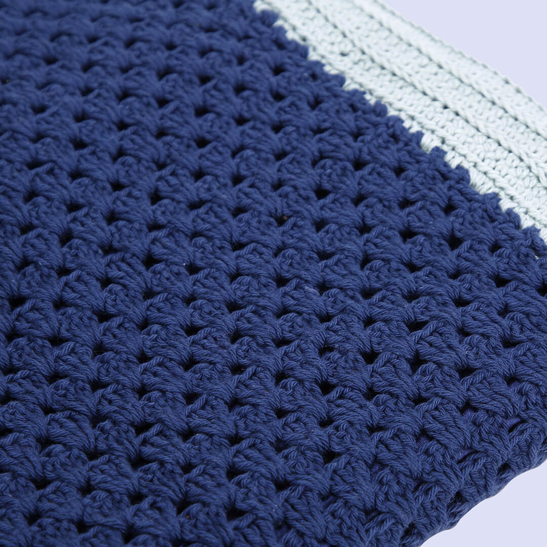 Handmade Crochet Bag - Blue & Grey 3047