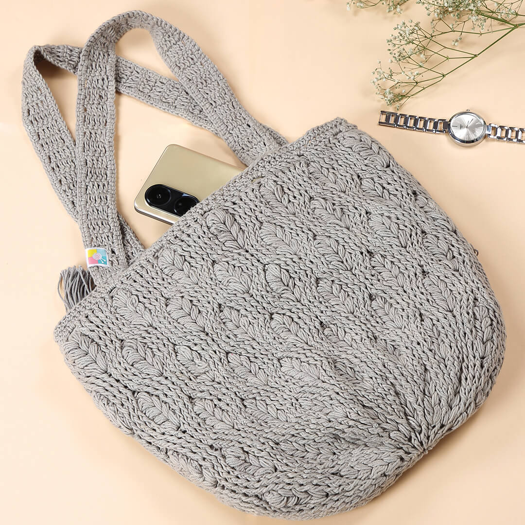 Handmade Crochet Bag - Grey 3049