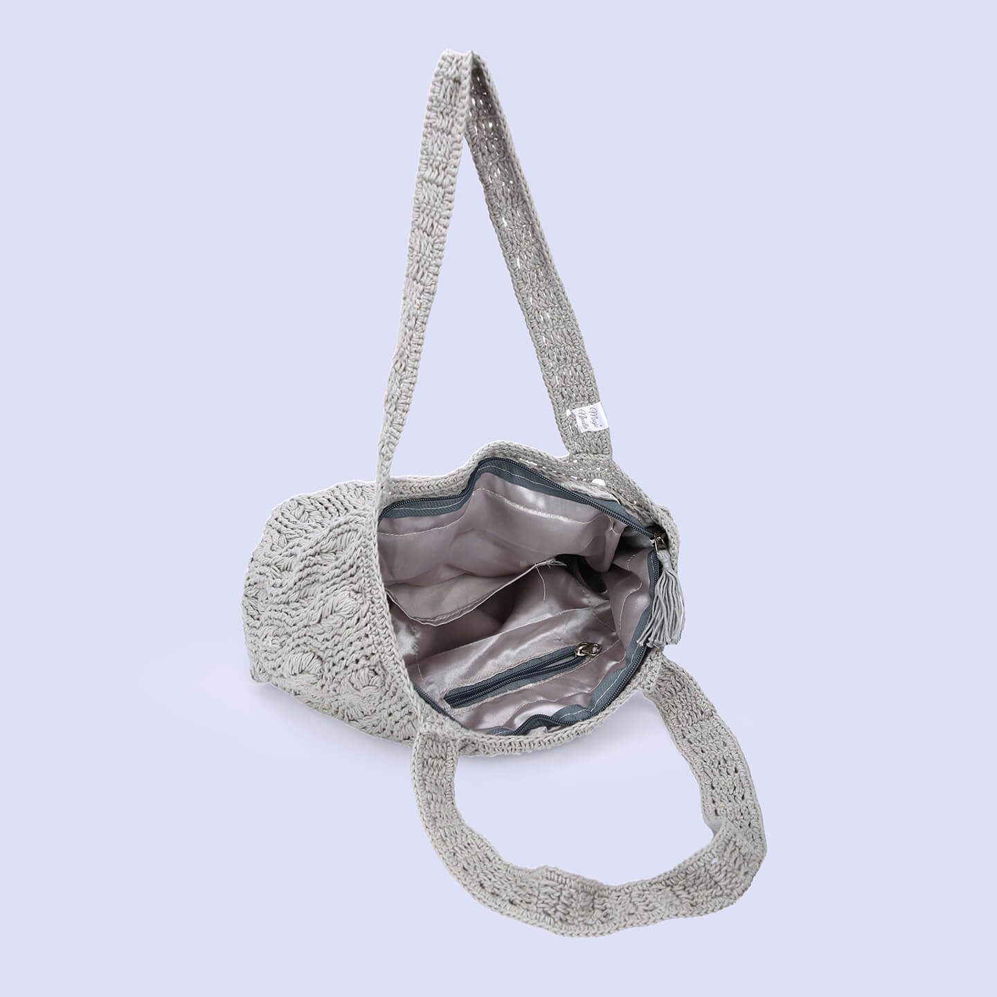 Handmade Crochet Bag - Grey 3049