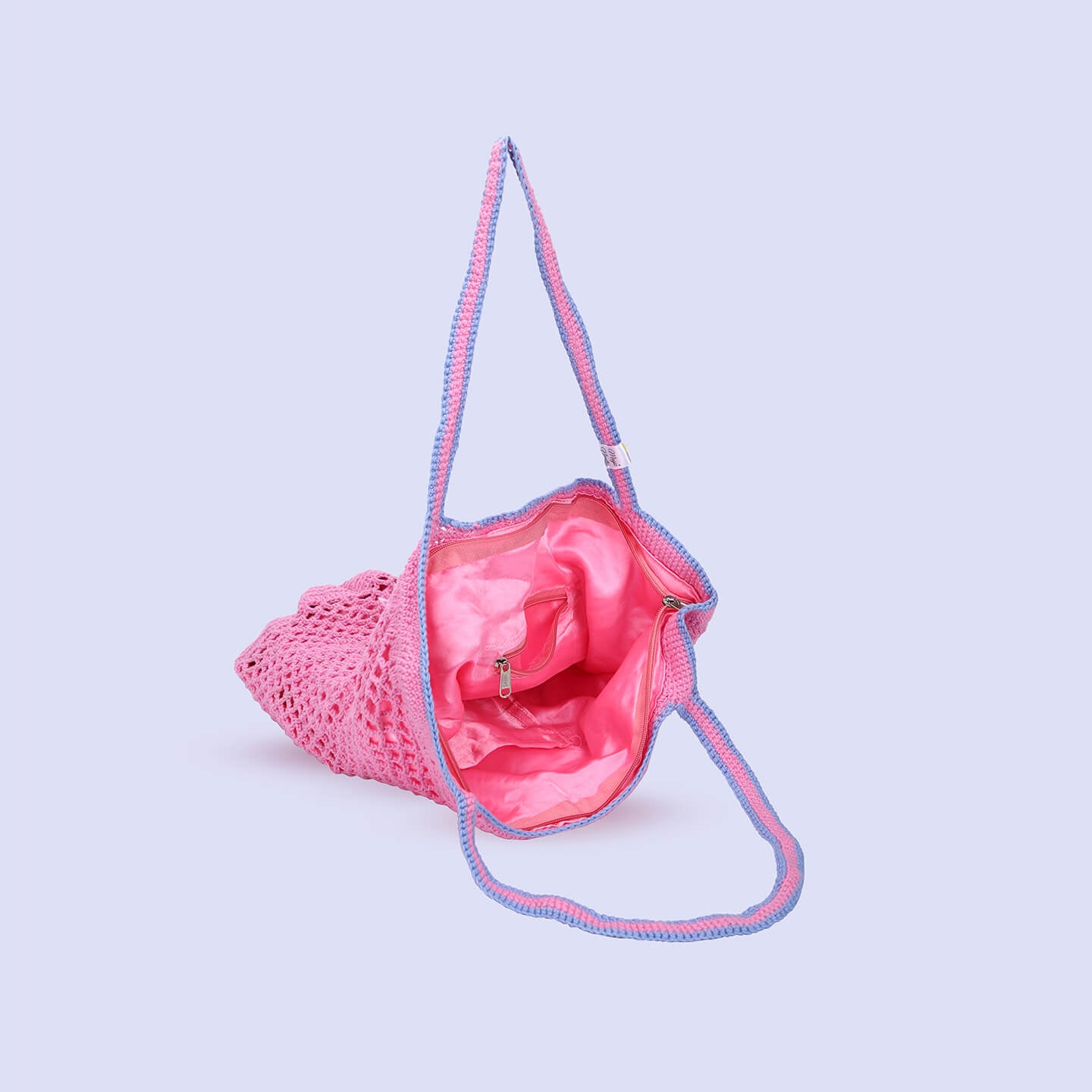 Handmade Crochet Market Bag - Pink 3056