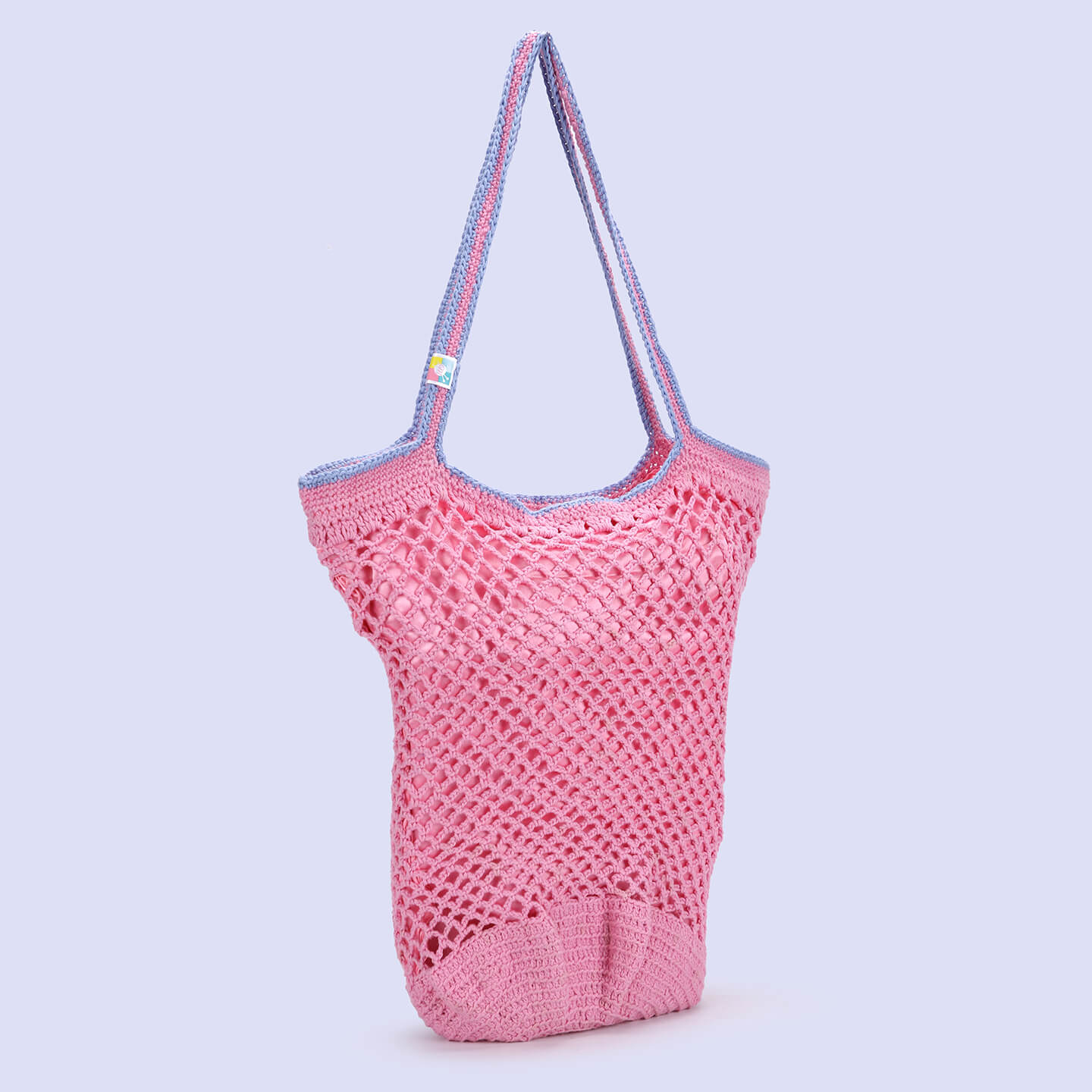 Handmade Crochet Market Bag - Pink 3056