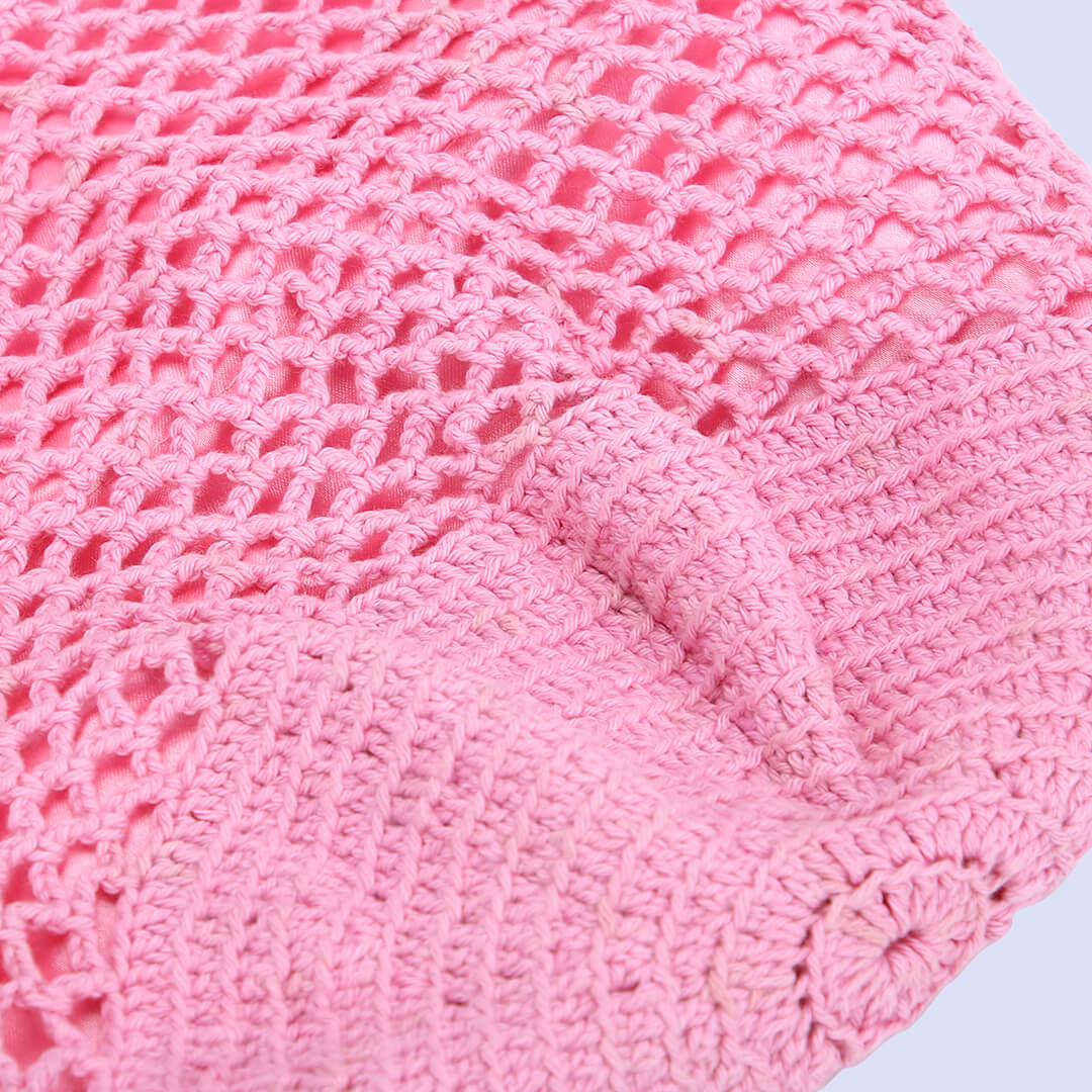 Handmade Crochet Market Bag - Pink 3056