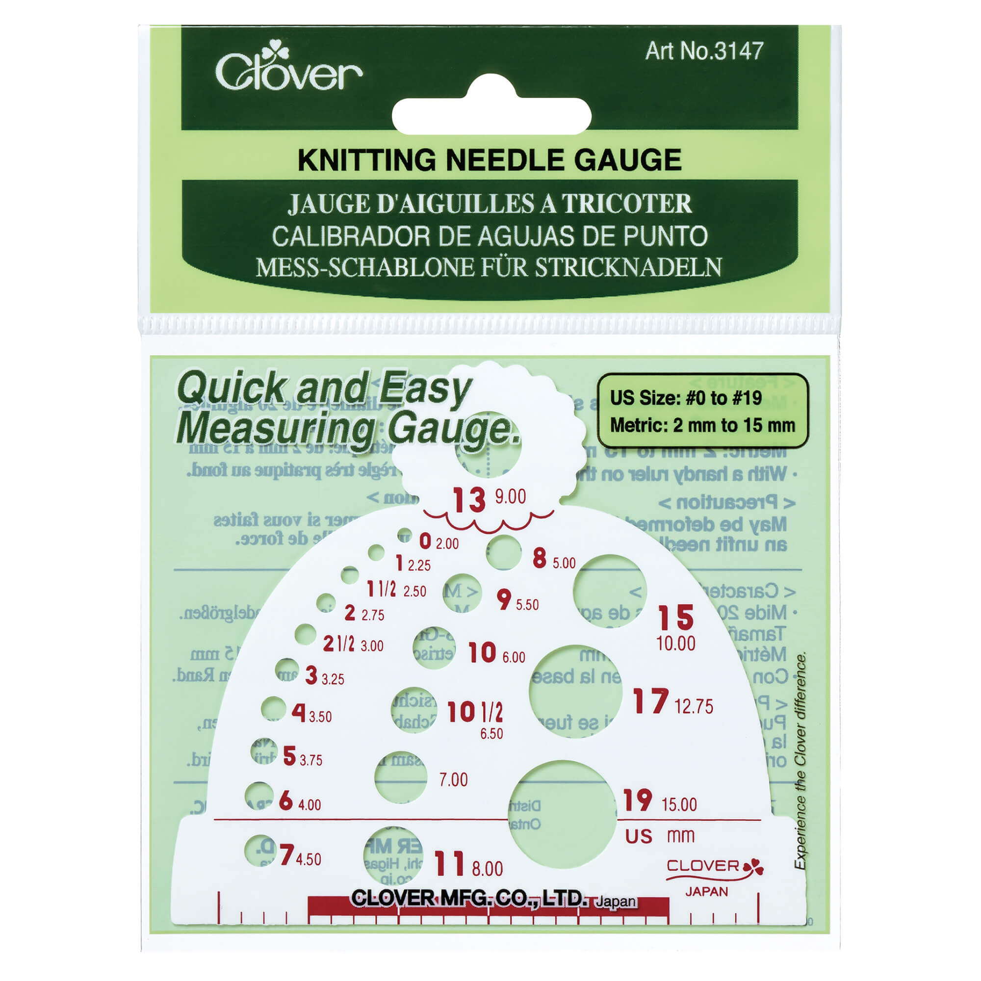 Knitting Needle Gauge by Clover
