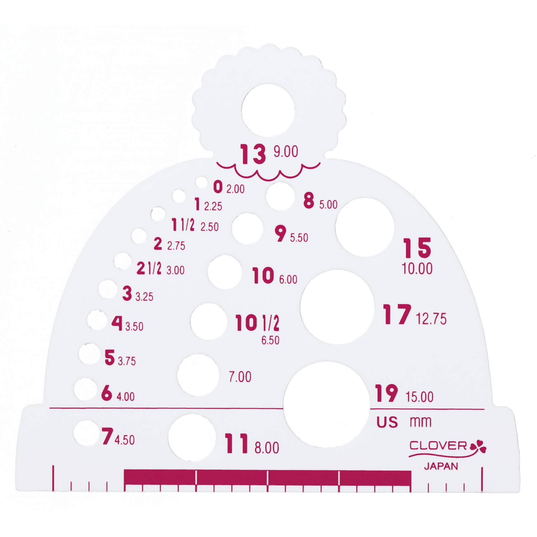 Knitting Needle Gauge by Clover