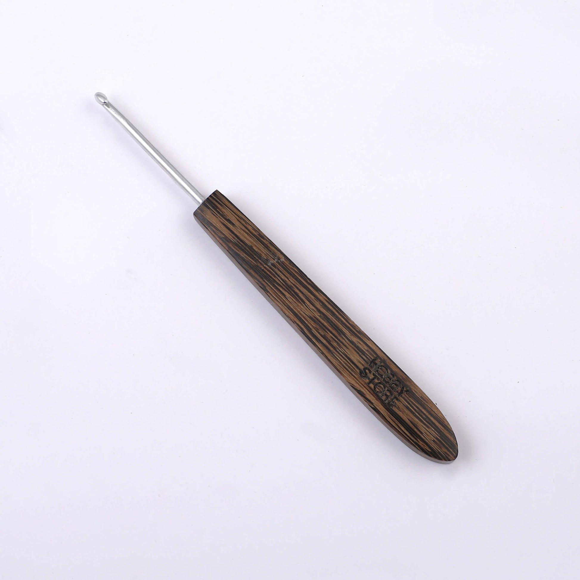 Aluminium Crochet Hook with Palm Wood Handle by Hobby Store - 4 mm