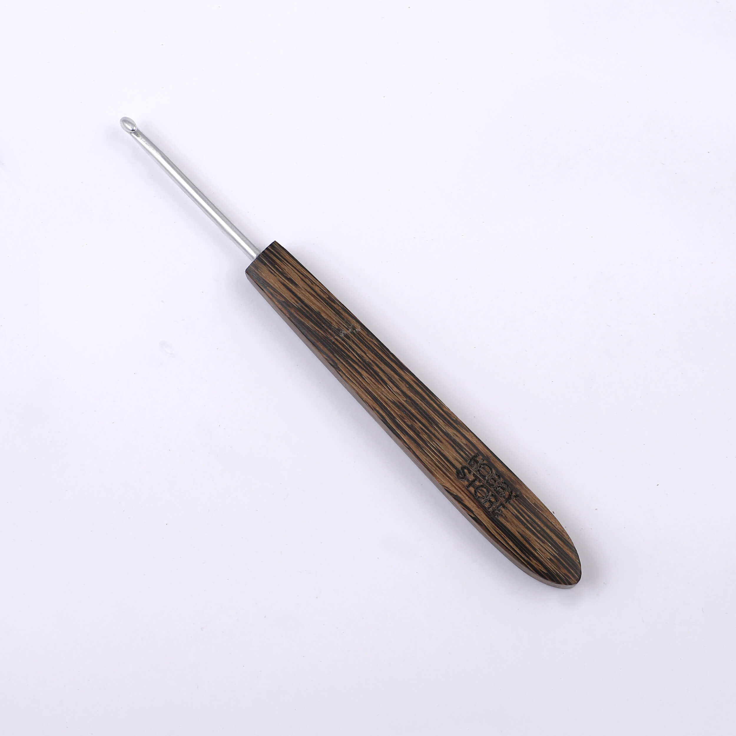 Aluminium Crochet Hook with Palm Wood Handle by Hobby Store - 4 mm