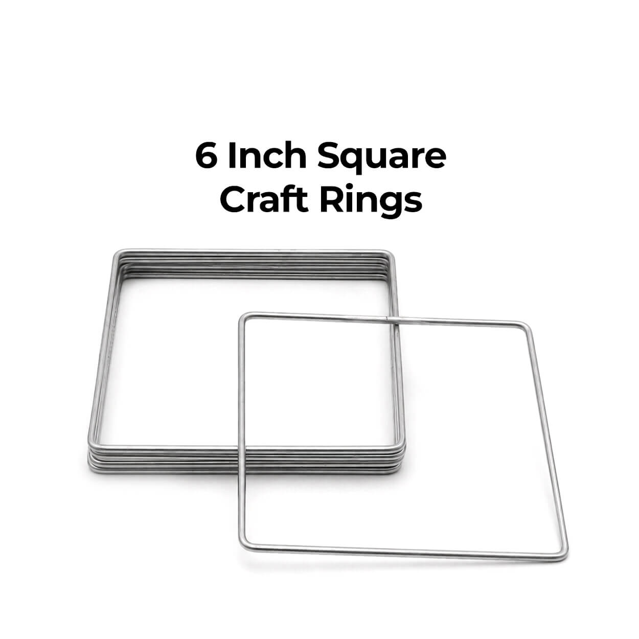6-Inch Square Stainless Steel Craft Ring - Pack of 5
